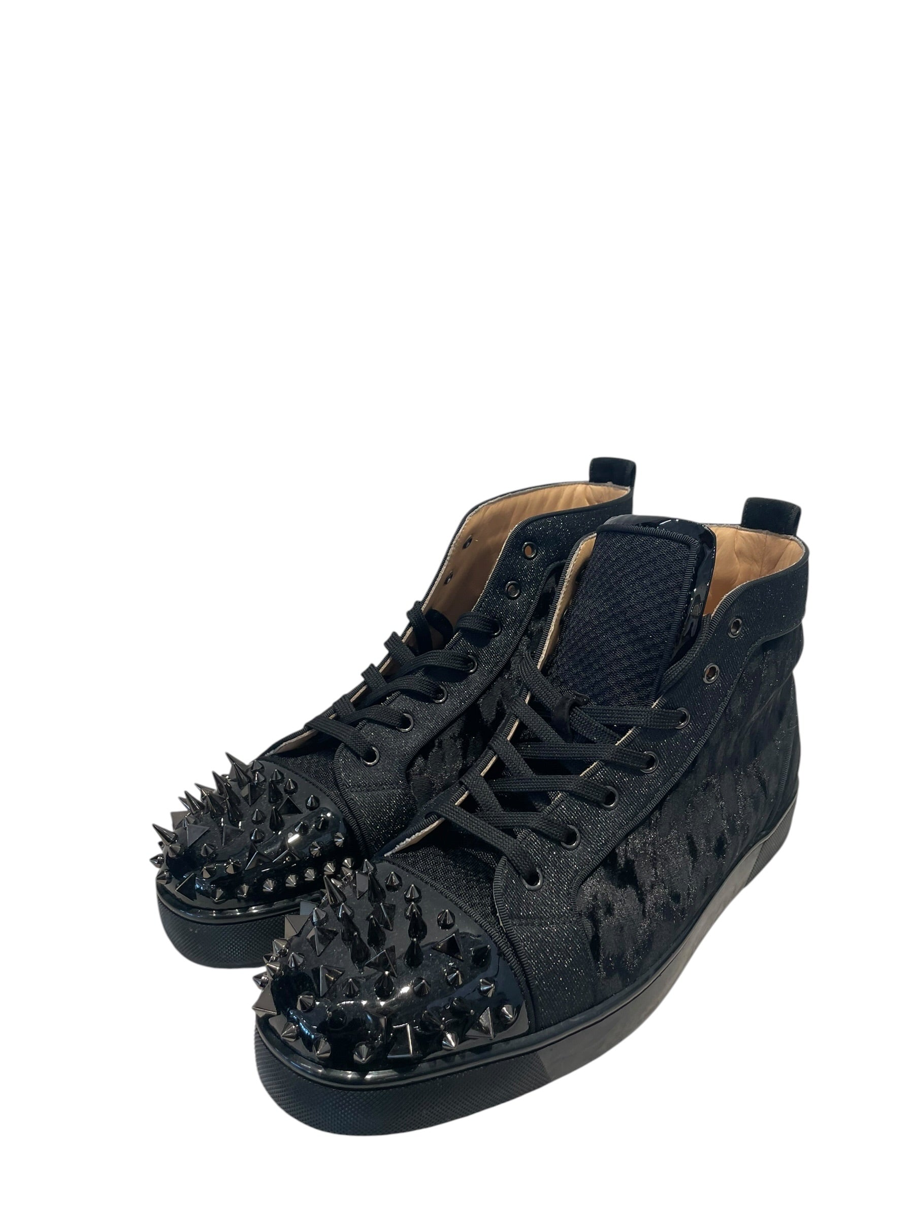 Christian Louboutin/Hi-Sneakers/EU 48/Leopard/Velour/BLK/ view 2