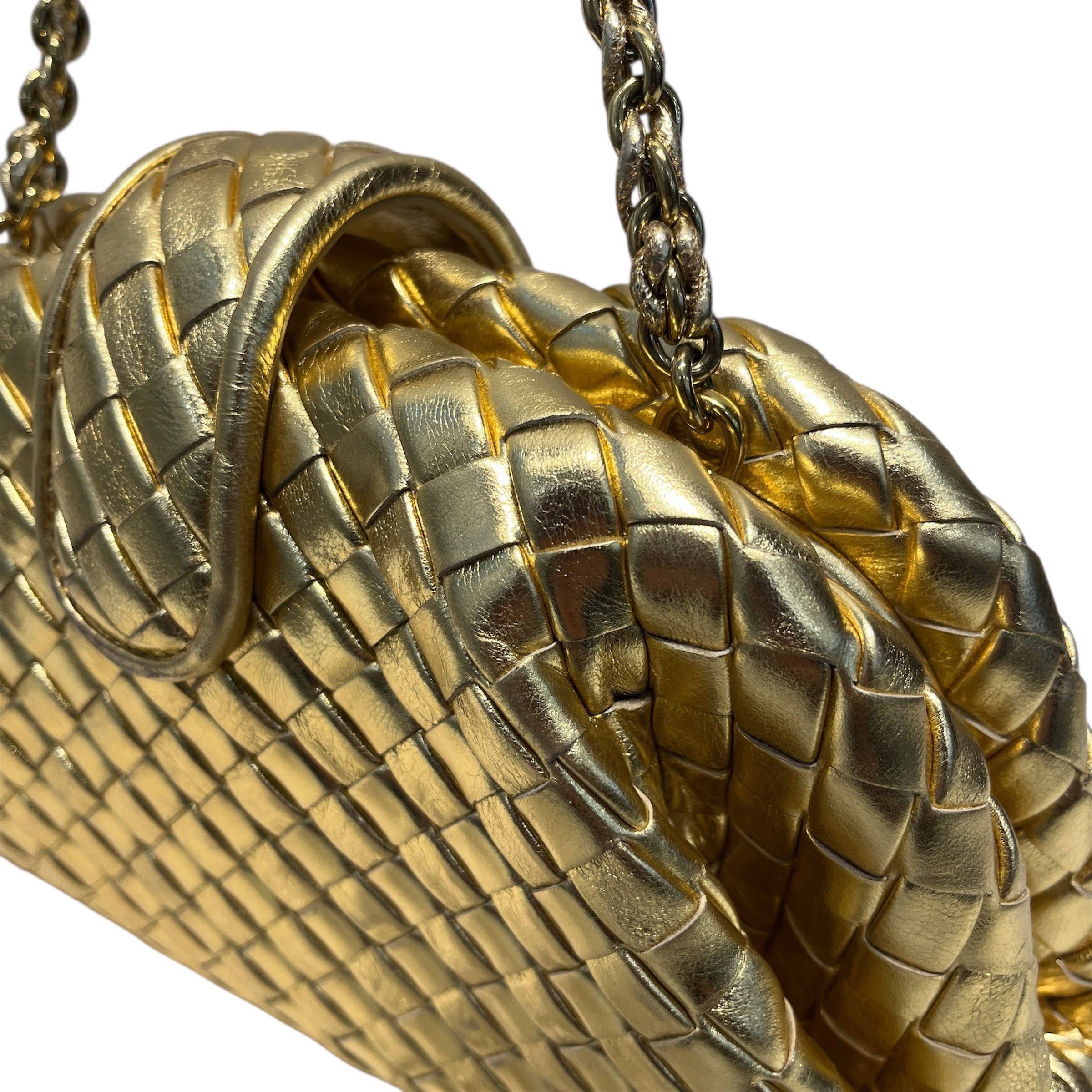 BOTTEGA VENETA/Bag/Leather/GLD/golden woven with mag closure view 6