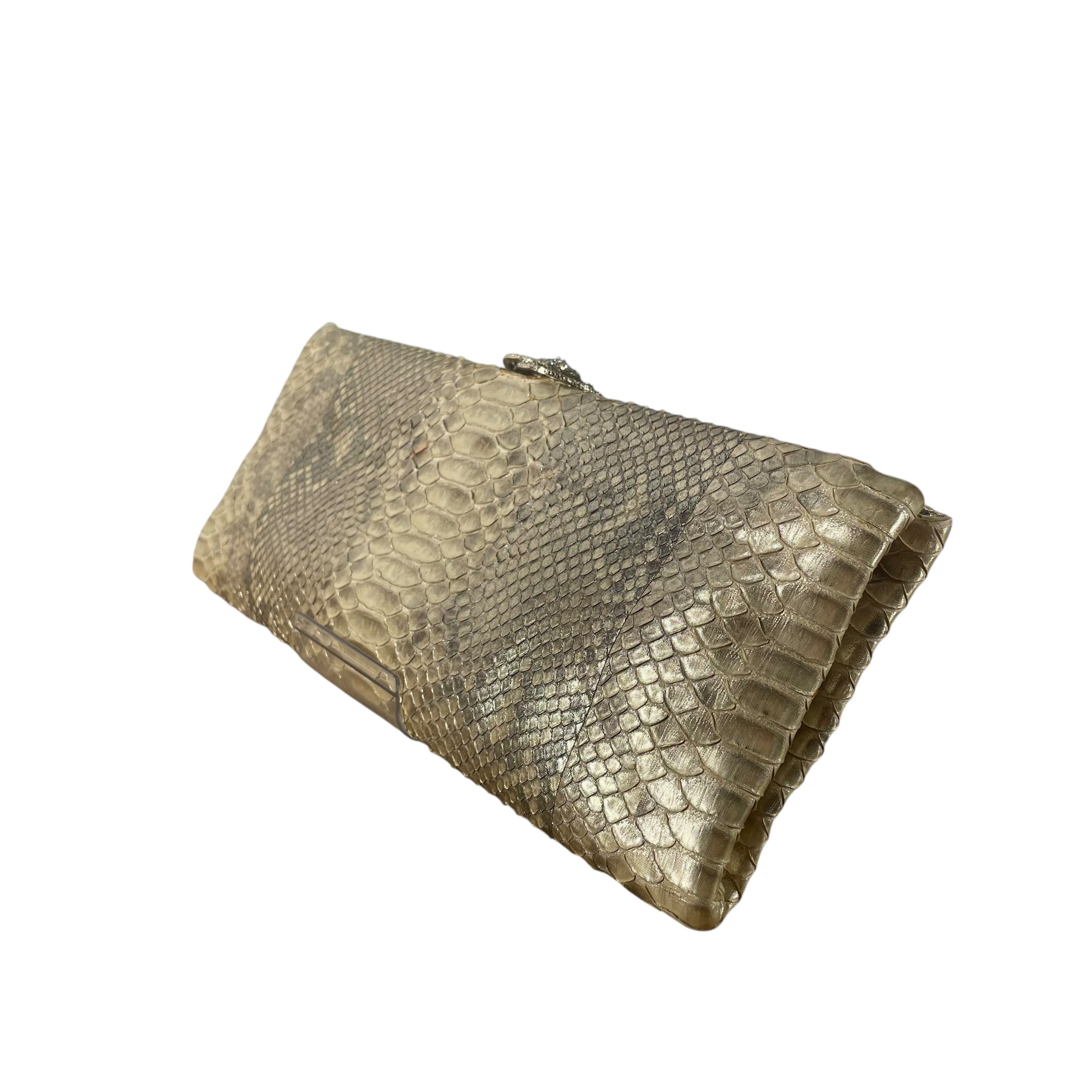 CHANEL/Clutch Bag/Animal Pattern/Leather/GLD/PYTHON CLUTCH ROSE PENDANT view 4