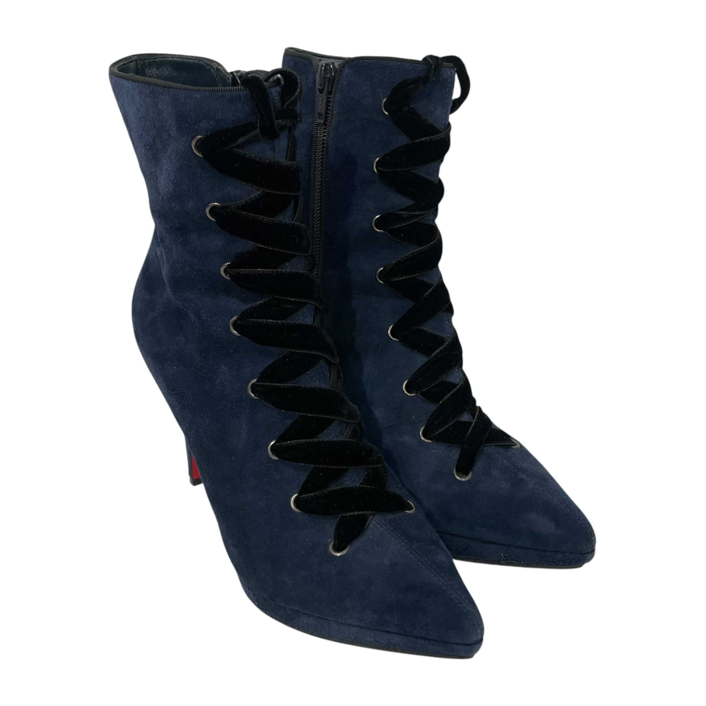Christian Louboutin/Lace Up Boots/EU 37/Suede/NVY/Side Zip/Circus Nana 100 view 1