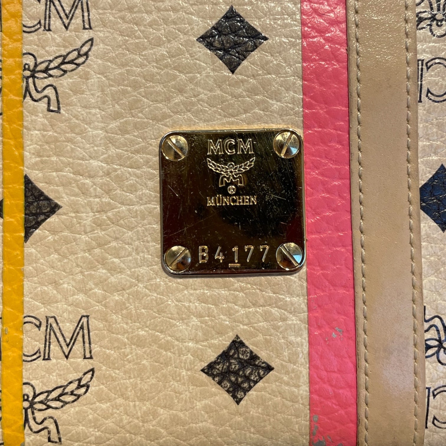 MCM/Long Wallet/Monogram/Leather/CRM/PINK W YELLOW STRIPE view 5