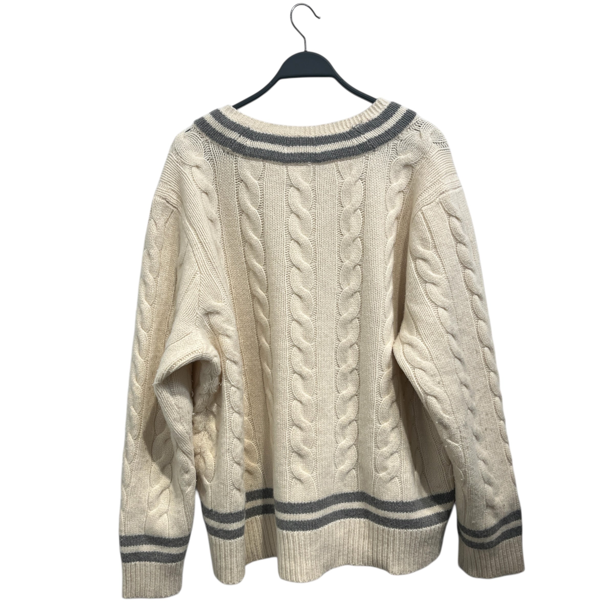 POLO RALPH LAUREN/Sweater/XXL/Wool/WHT/Grey Stripes view 2