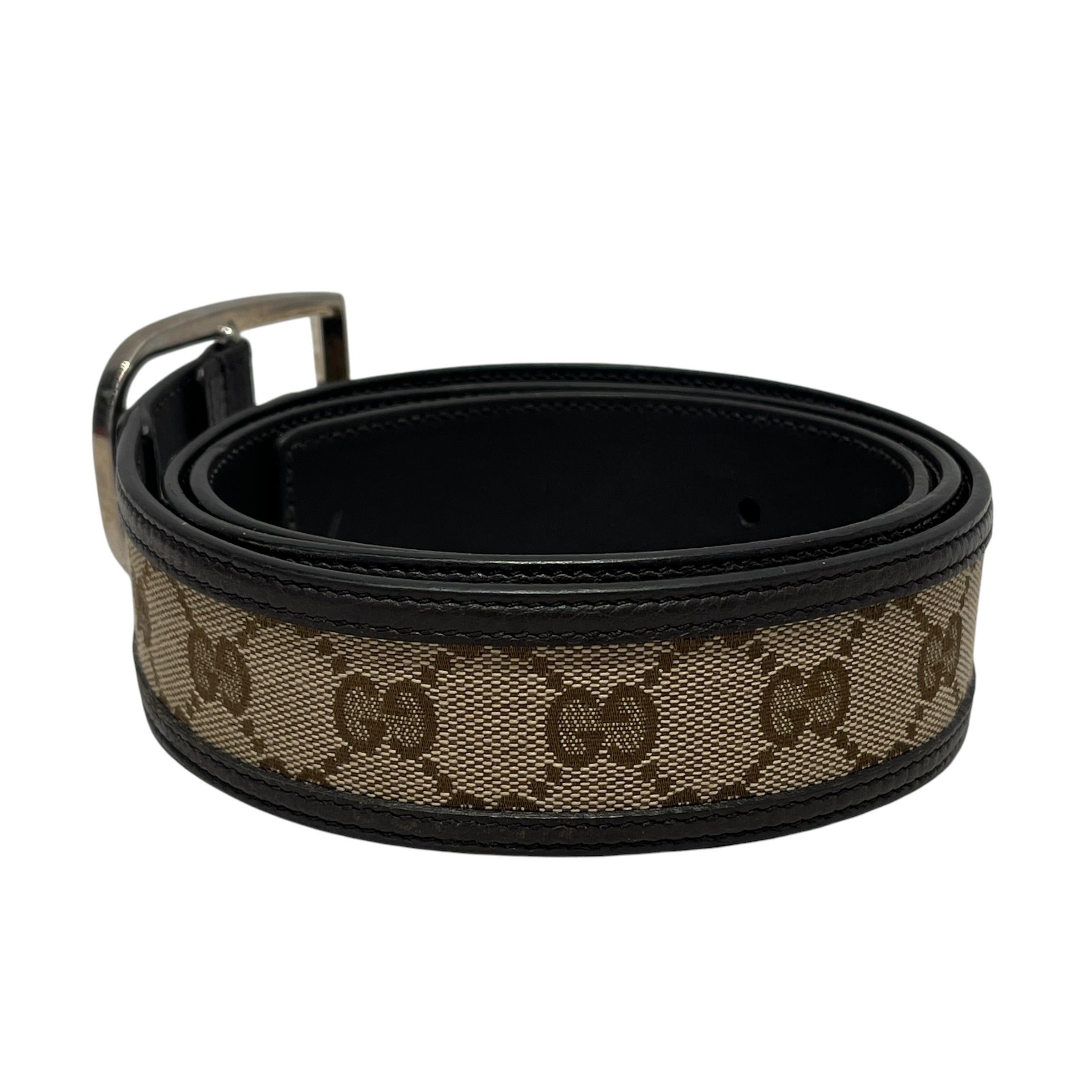 GUCCI/Belt/Monogram/Leather/BRW/M's/GG canvas /rectangle buckle view 2