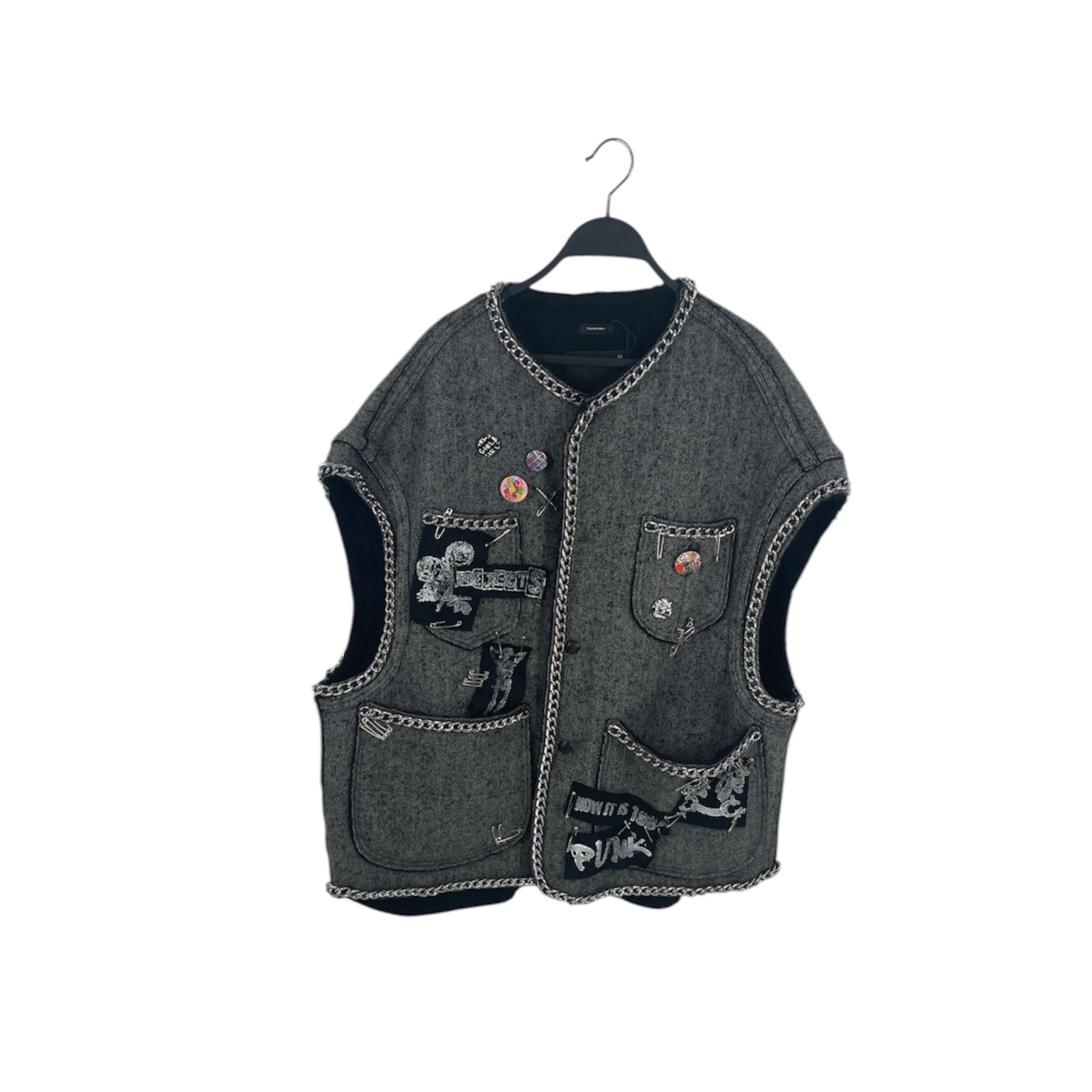 R13/Vest/L/Wool/GRY/HERRINGBONE SLEEVELESS JACKET view 1