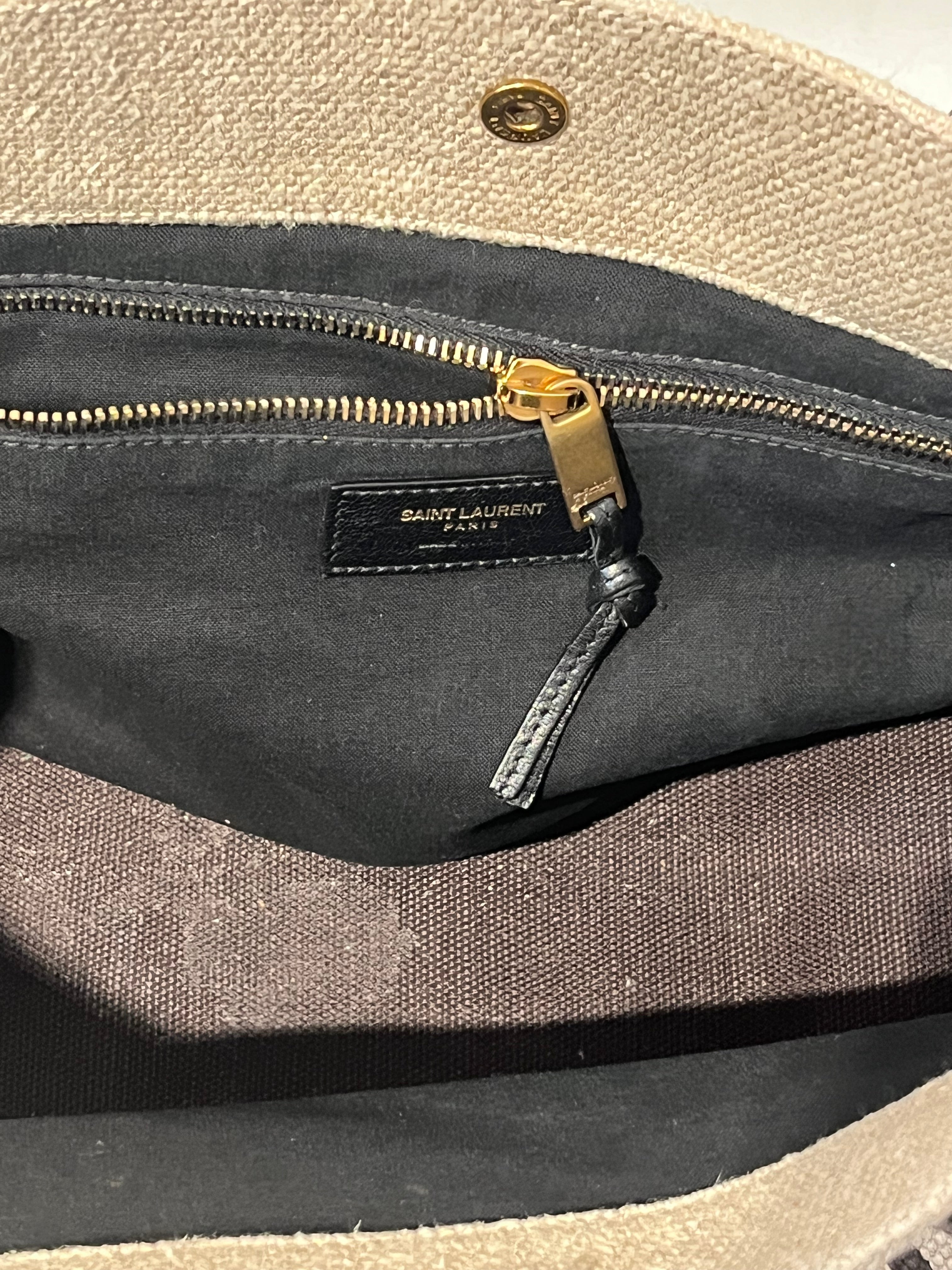 SAINT LAURENT/Tote Bag/Cotton/BRW/RIVE GAUCHE view 6