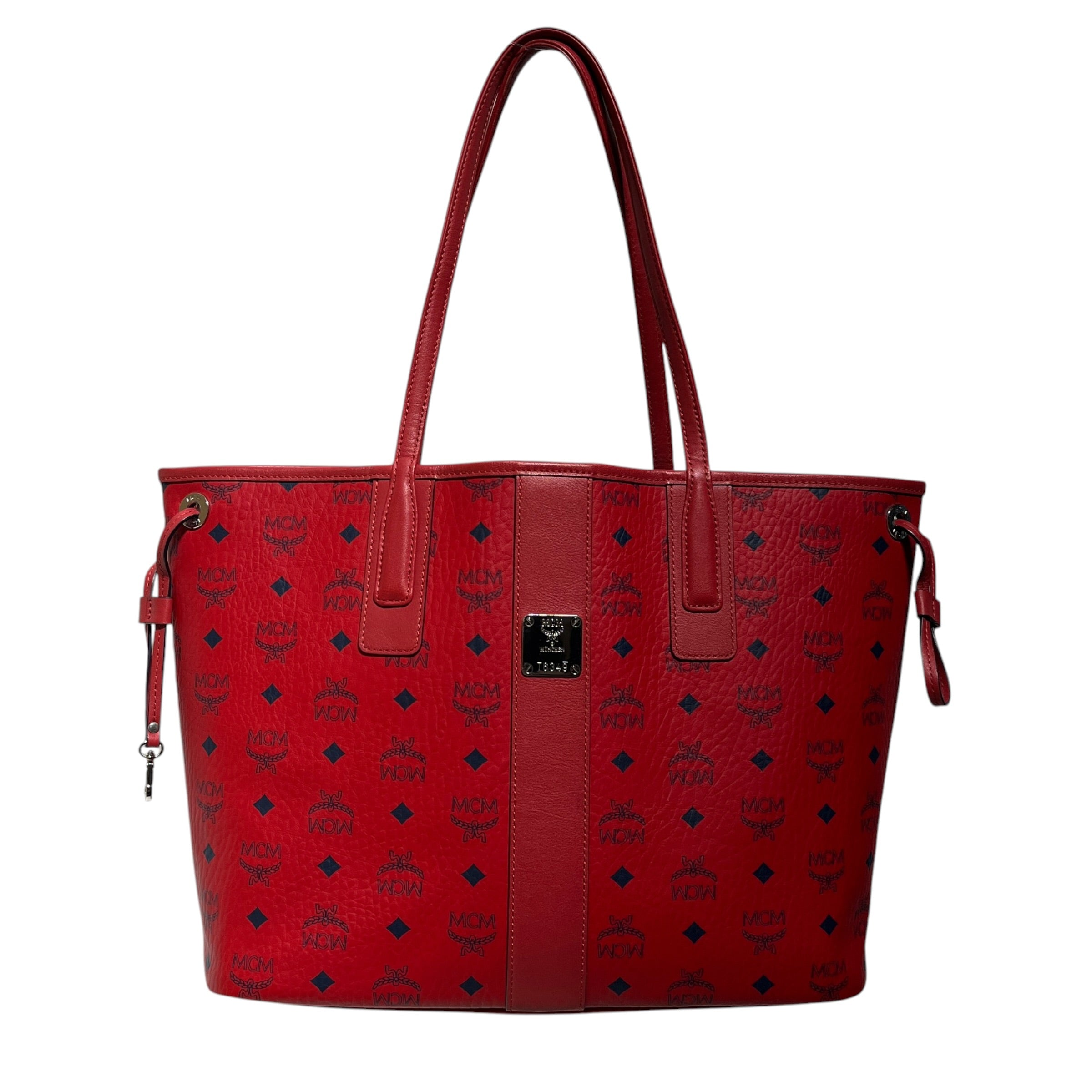 MCM/Tote Bag/Monogram/Leather/PPL/BLUE ON RED view 1