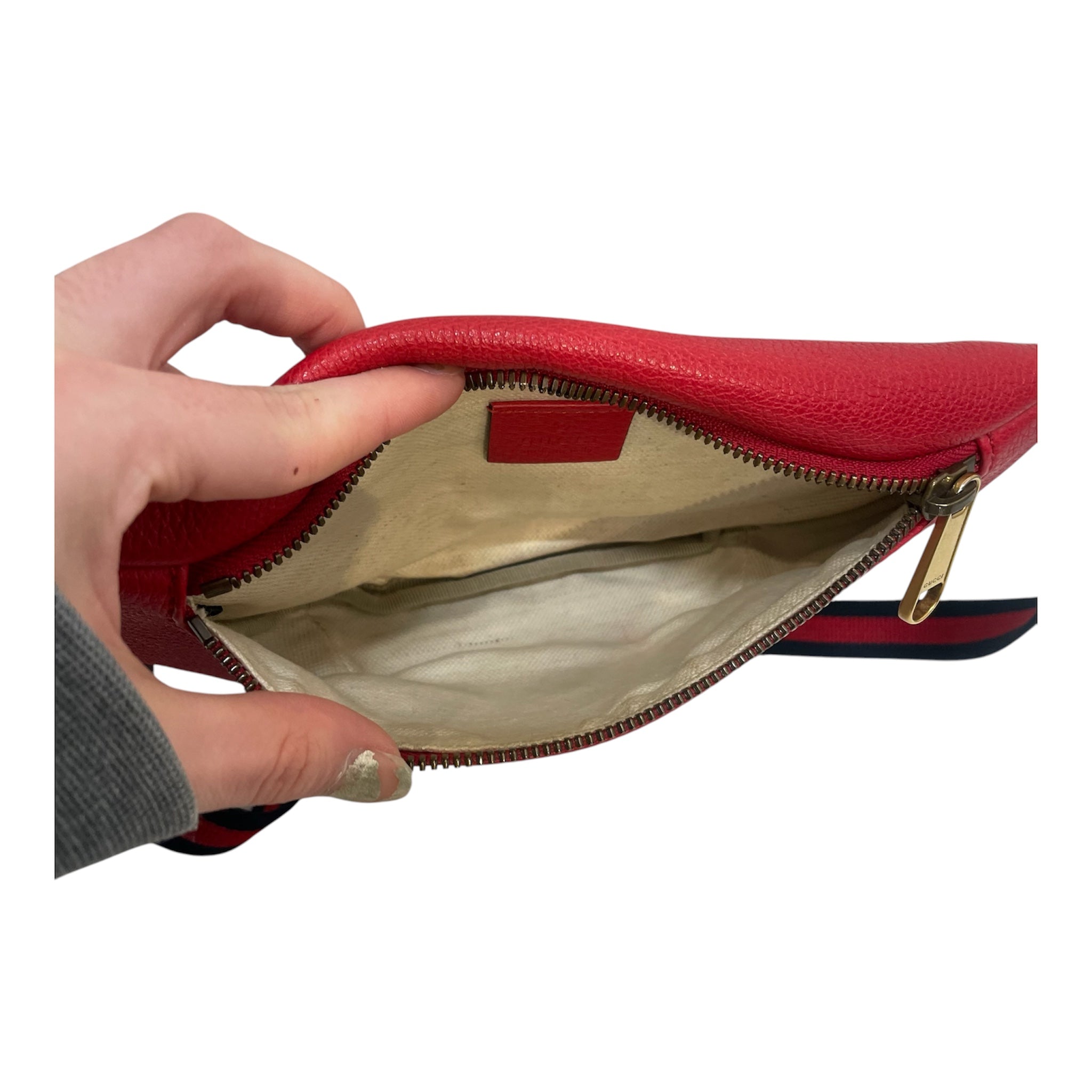 GUCCI/Fanny Pack/Leather/RED/retro print belt bag view 4