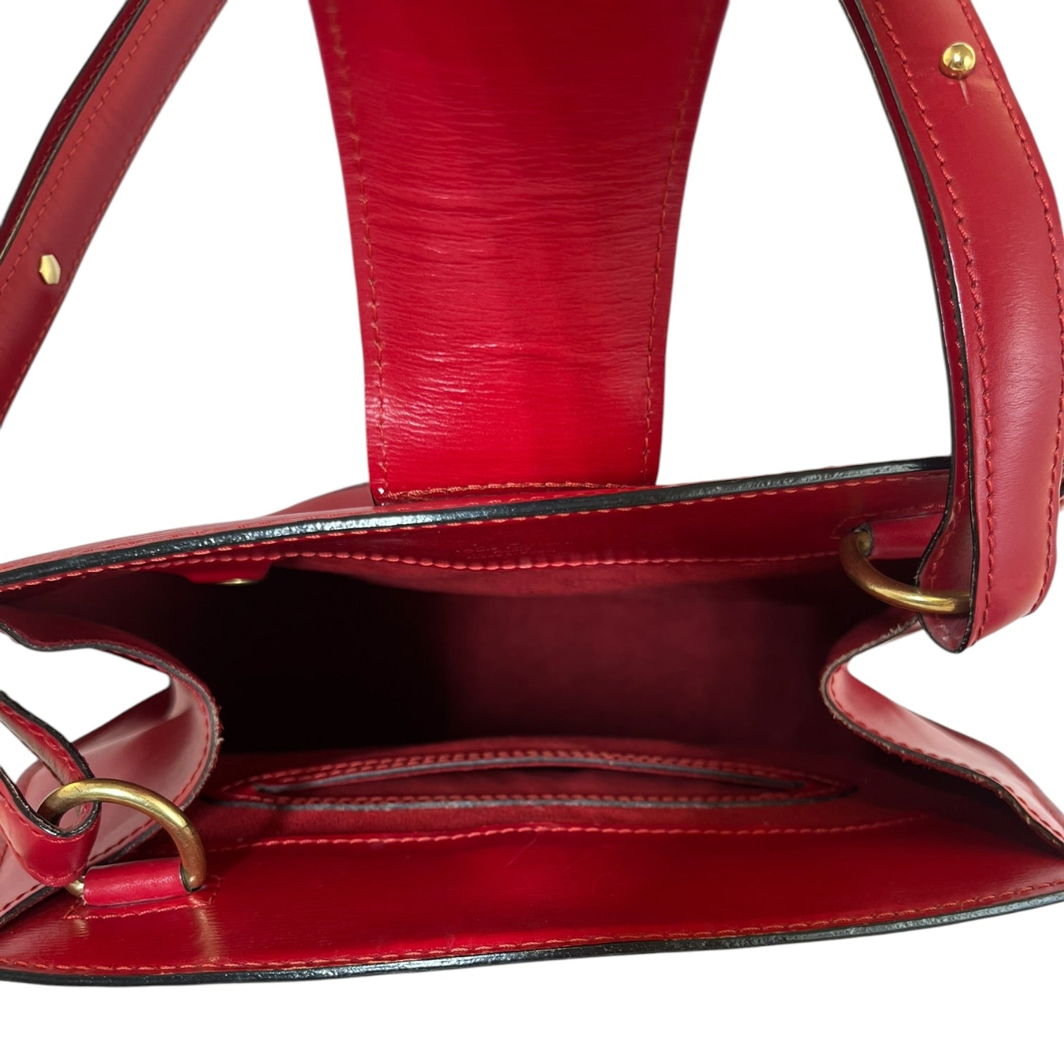 LOUIS VUITTON/Basket Bag/Leather/RED/GOLD TURN LOCK view 6
