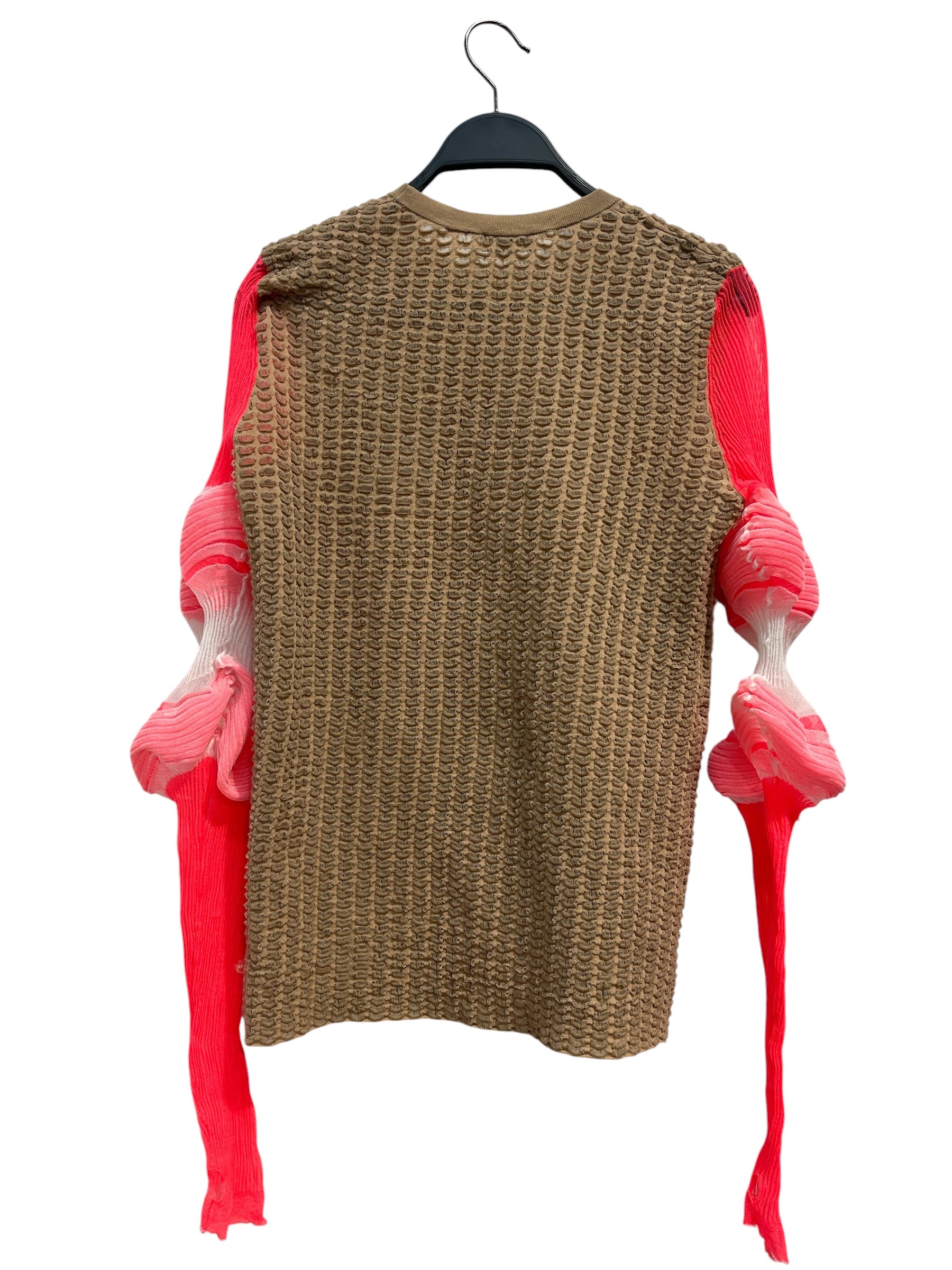 JW ANDERSON(J.W.ANDERSON)/LS T-Shirt/S/Polyester/BEG/pink ruffle tight sleeves view 2