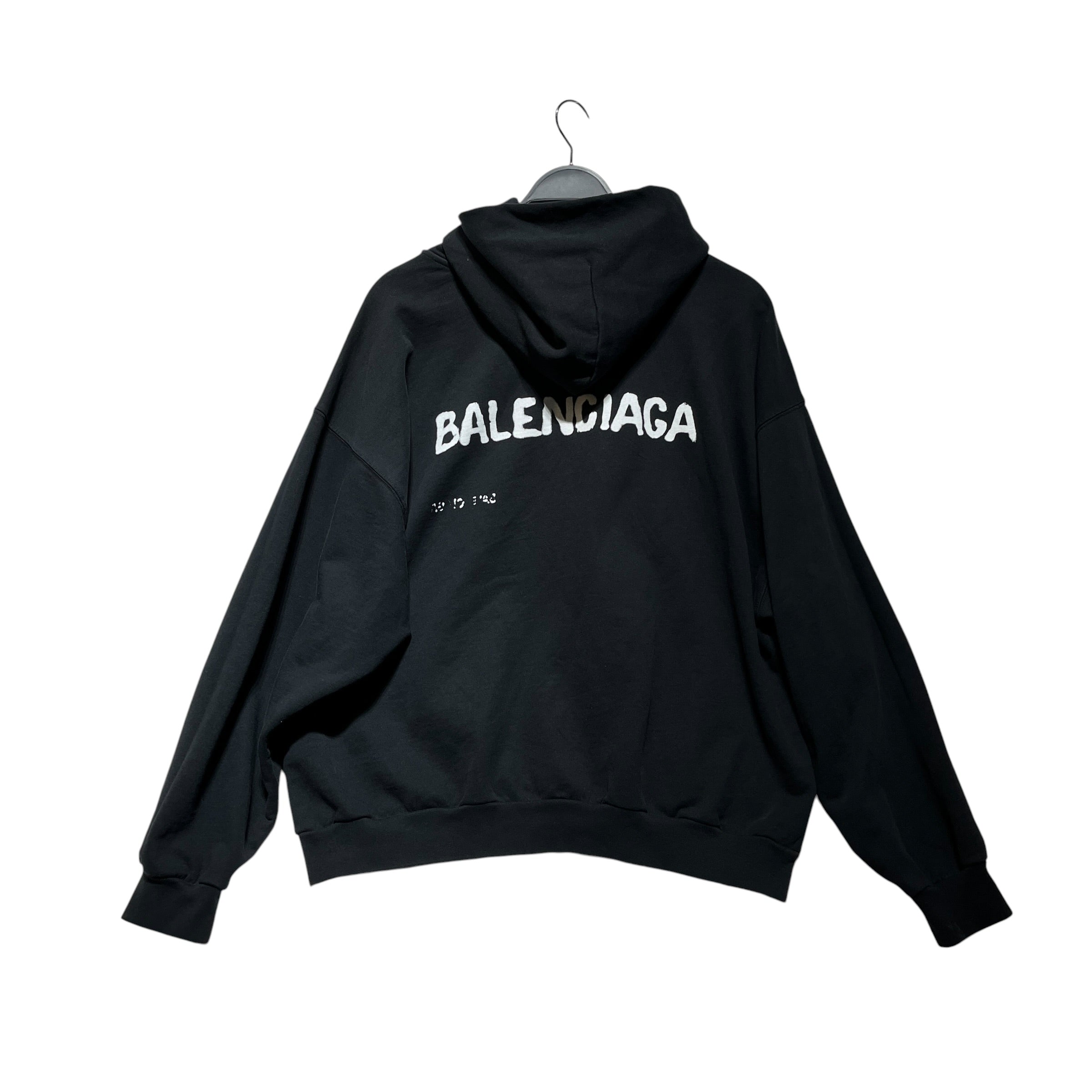 BALENCIAGA/Hoodie/M/Cotton/BLK/GRAFFITI BACK LOGO view 2