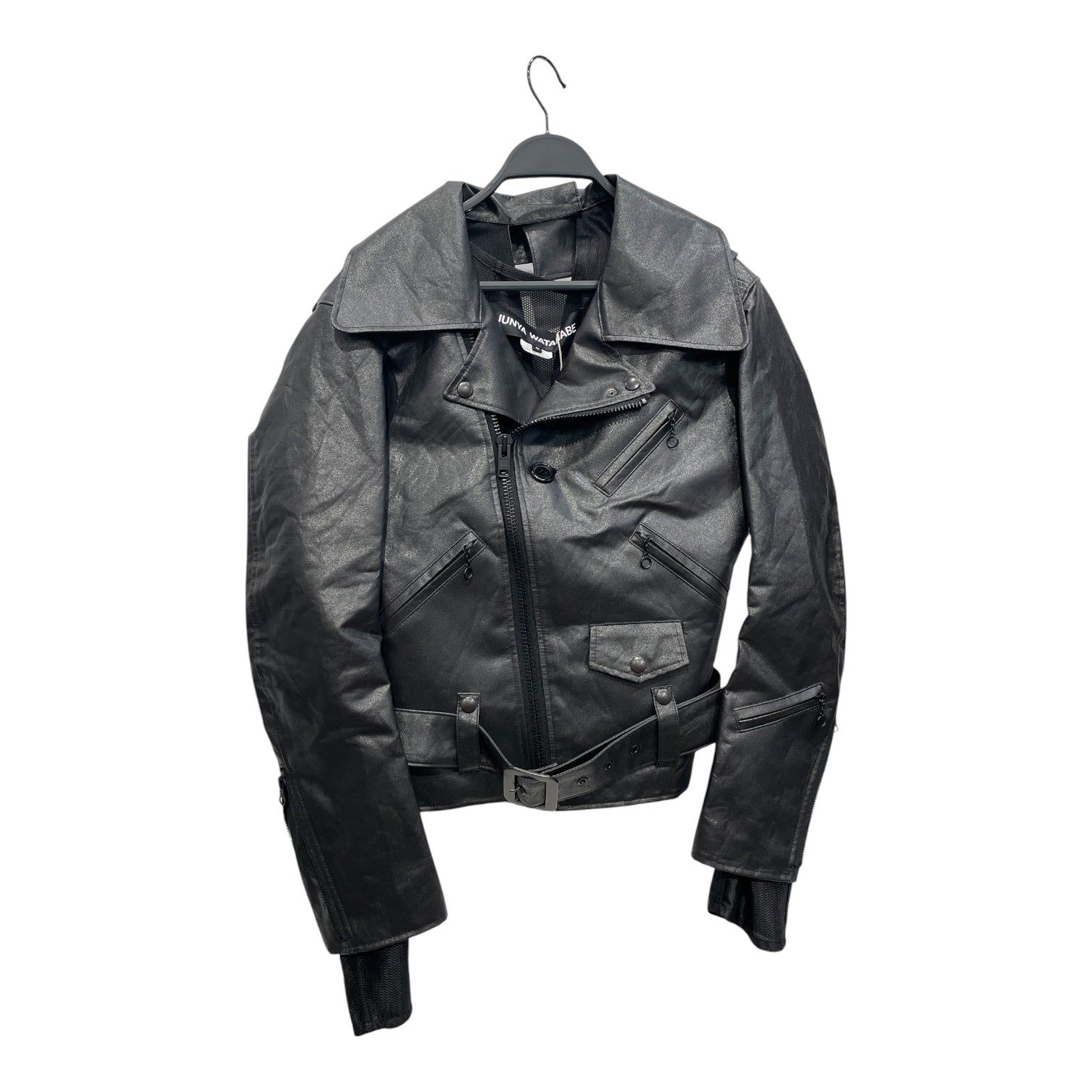 JUNYA WATANABE COMME des GARCONS/Jacket/S/Polyester/BLK/METALLIC BIKER JACKET view 2
