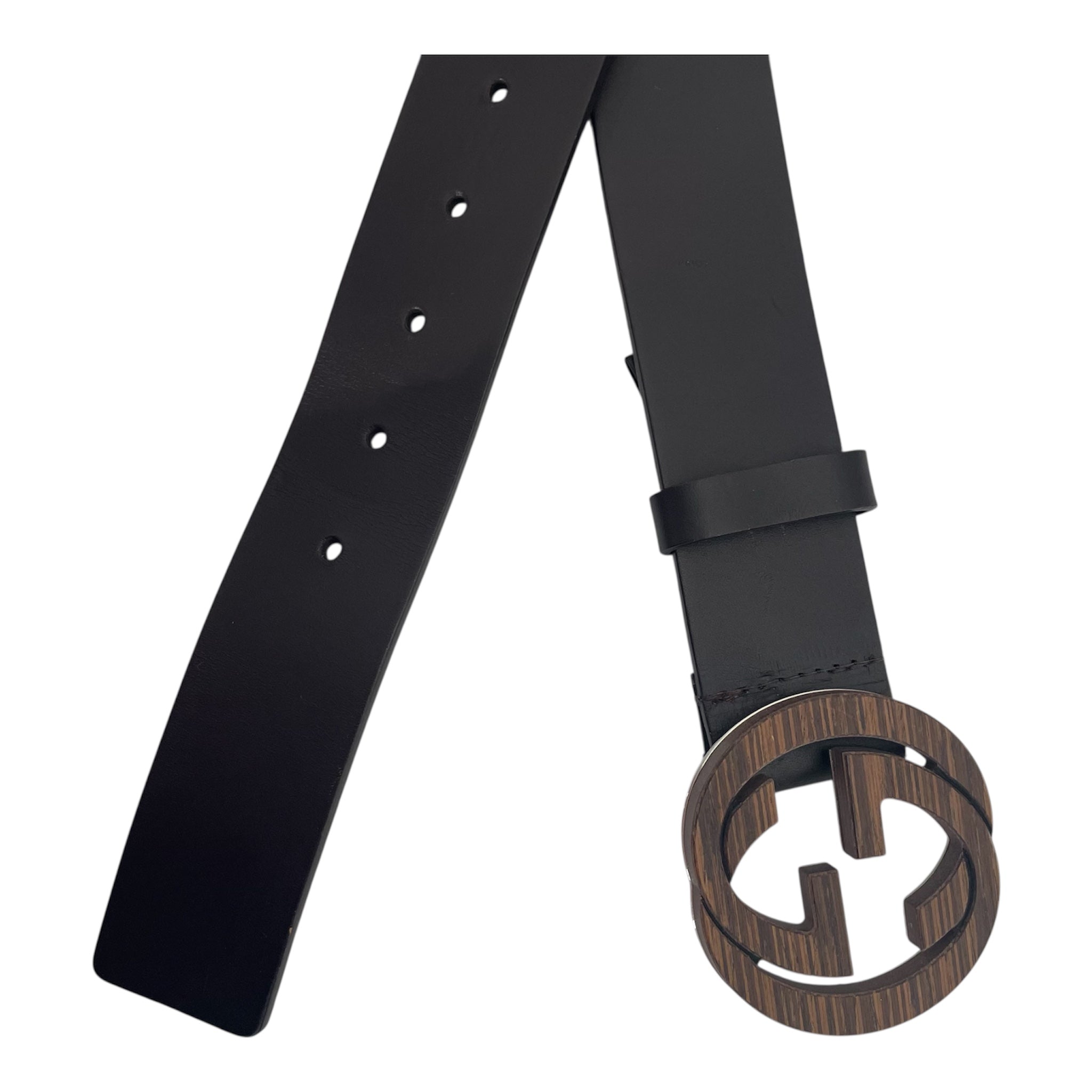 GUCCI/Belt/L/XL/Leather/BRW/Wooden GG Buckle view 2