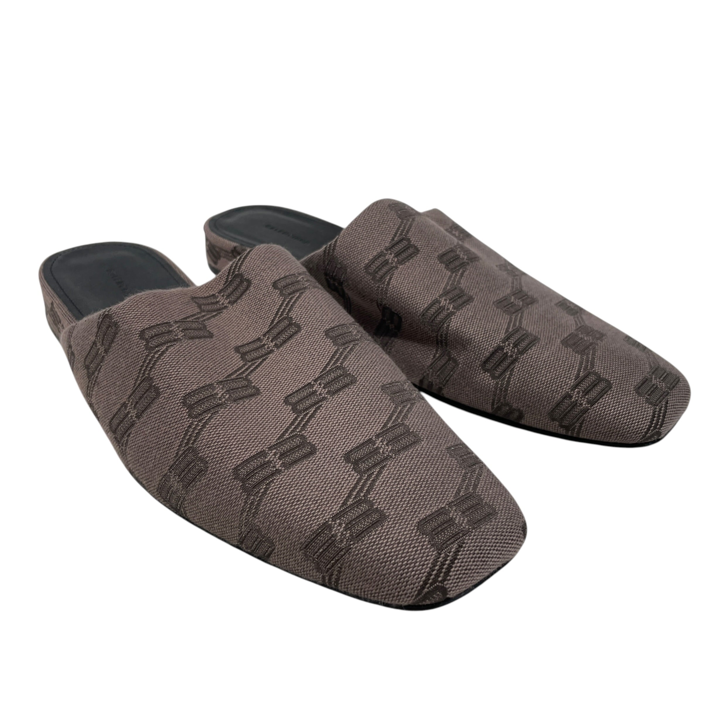 BALENCIAGA/Shoes/EU 37.5/Monogram/Cotton/BRW/CANVAS GRAPHC PRINT SLIDES view 1