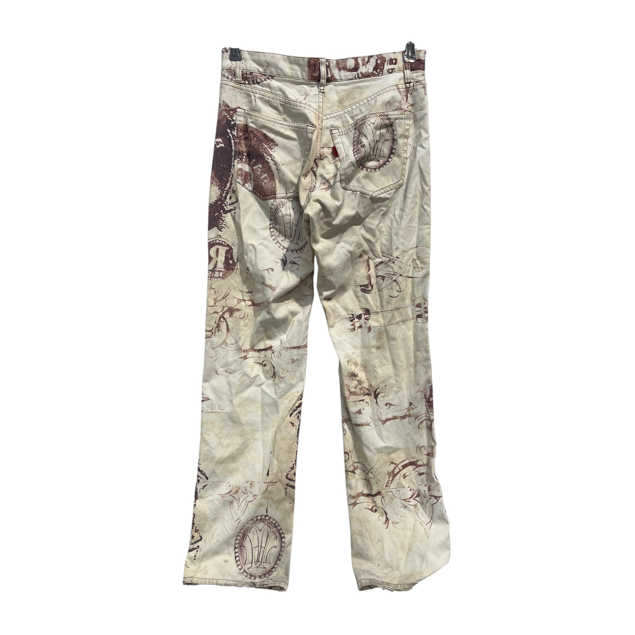 YOSHIYUKI KONISHI/Skinny Pants/M/Cotton/CRM/Graphic/LEATHER SEAM ALL OVER PRINT view 2