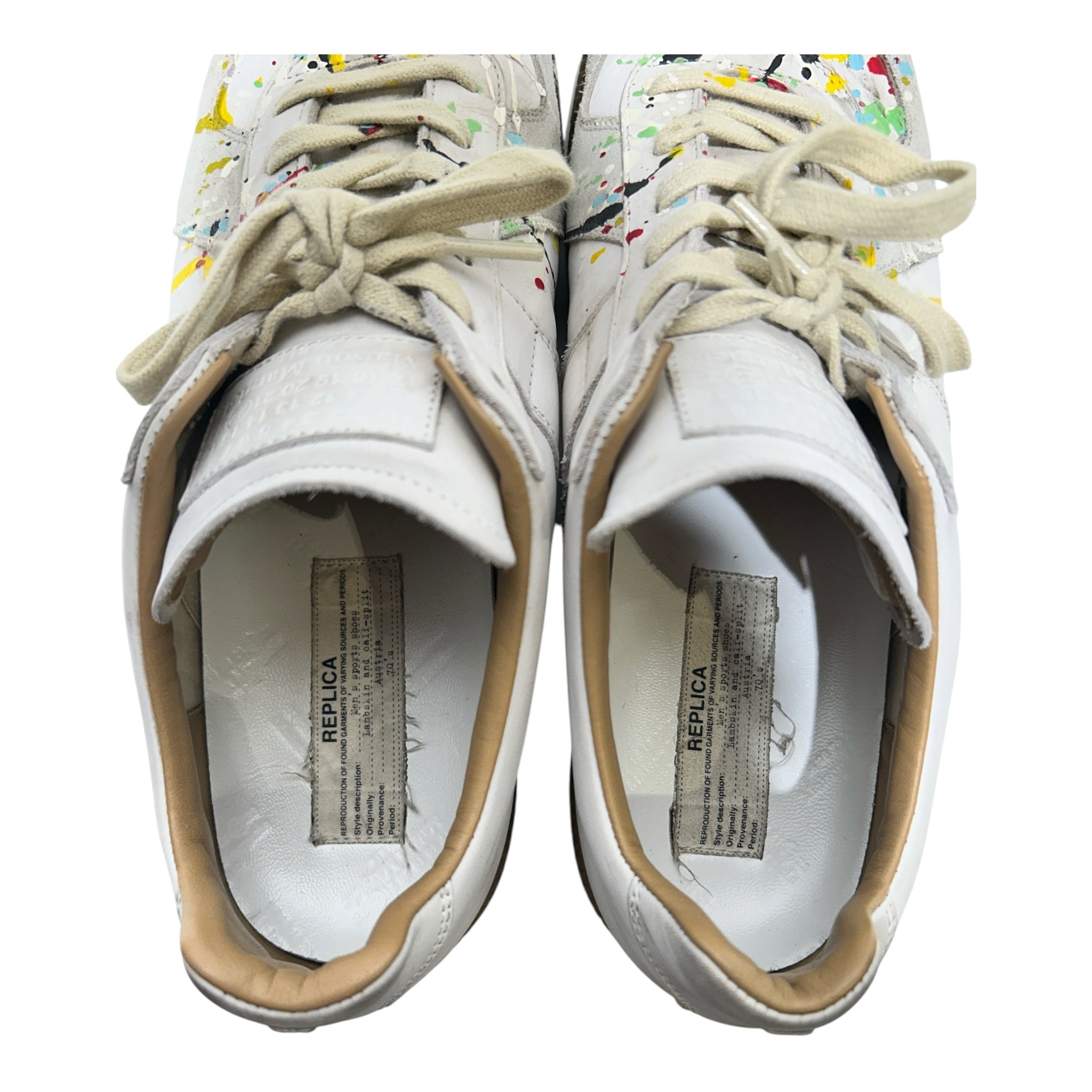 Maison Margiela/Low-Sneakers/EU 45/Suede/WHT/paint splatter replica view 4