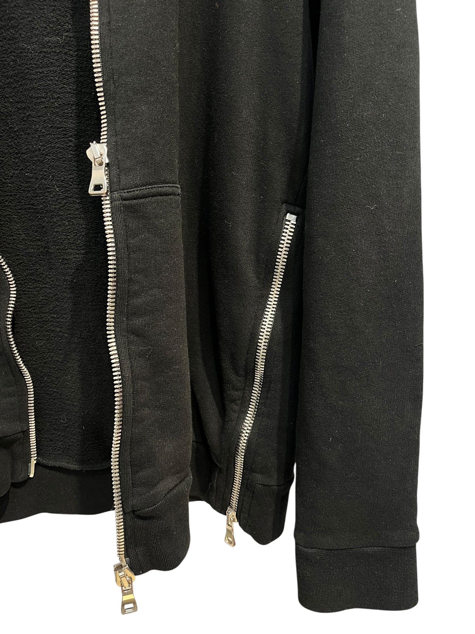 BALMAIN/Zip Up Hoodie/S/Cotton/BLK/ZIPS UP THE SIDES view 5