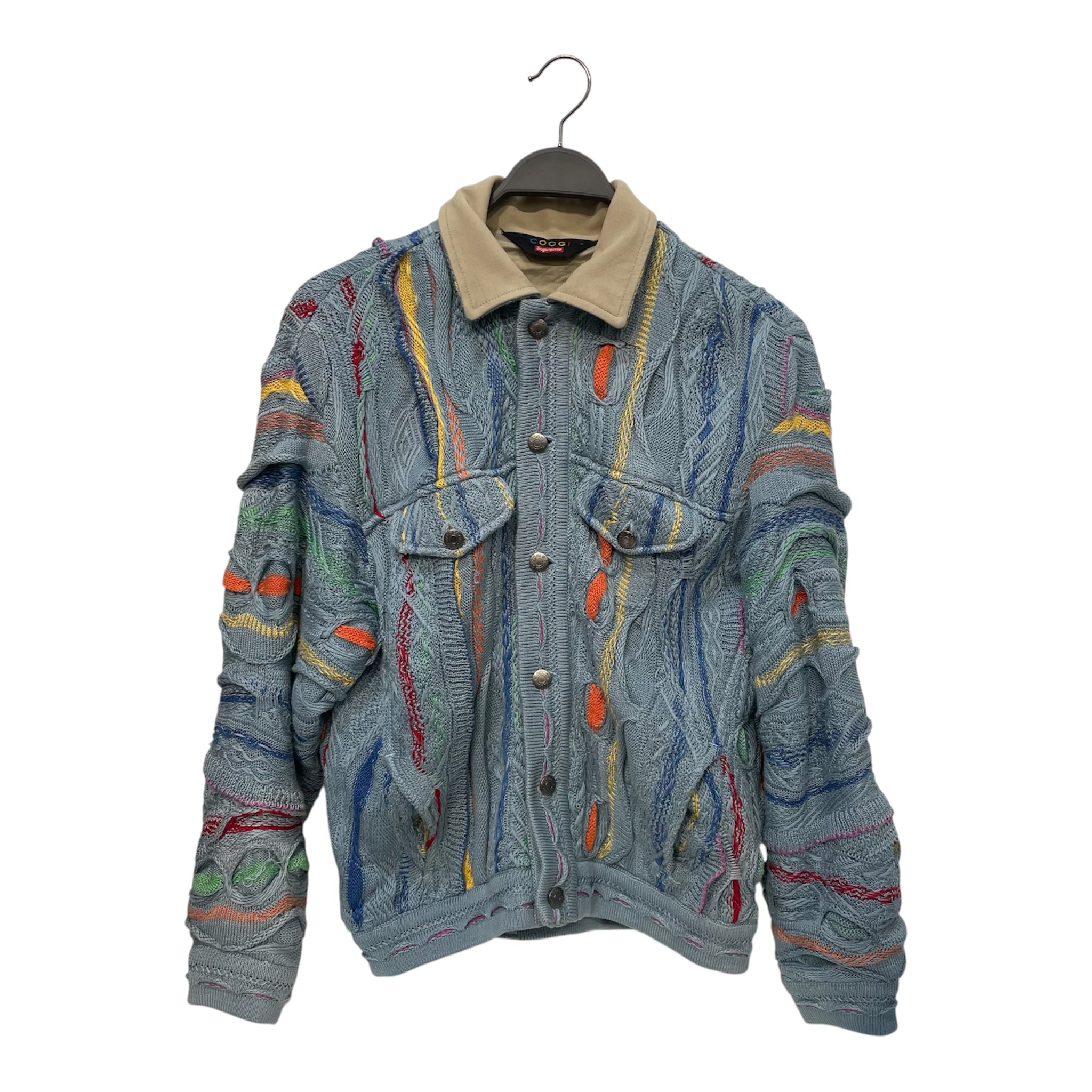 Supreme/Sweater/S/Stripe/Cotton/BLU/High Neck/Knitted Trucker Hoodie view 1