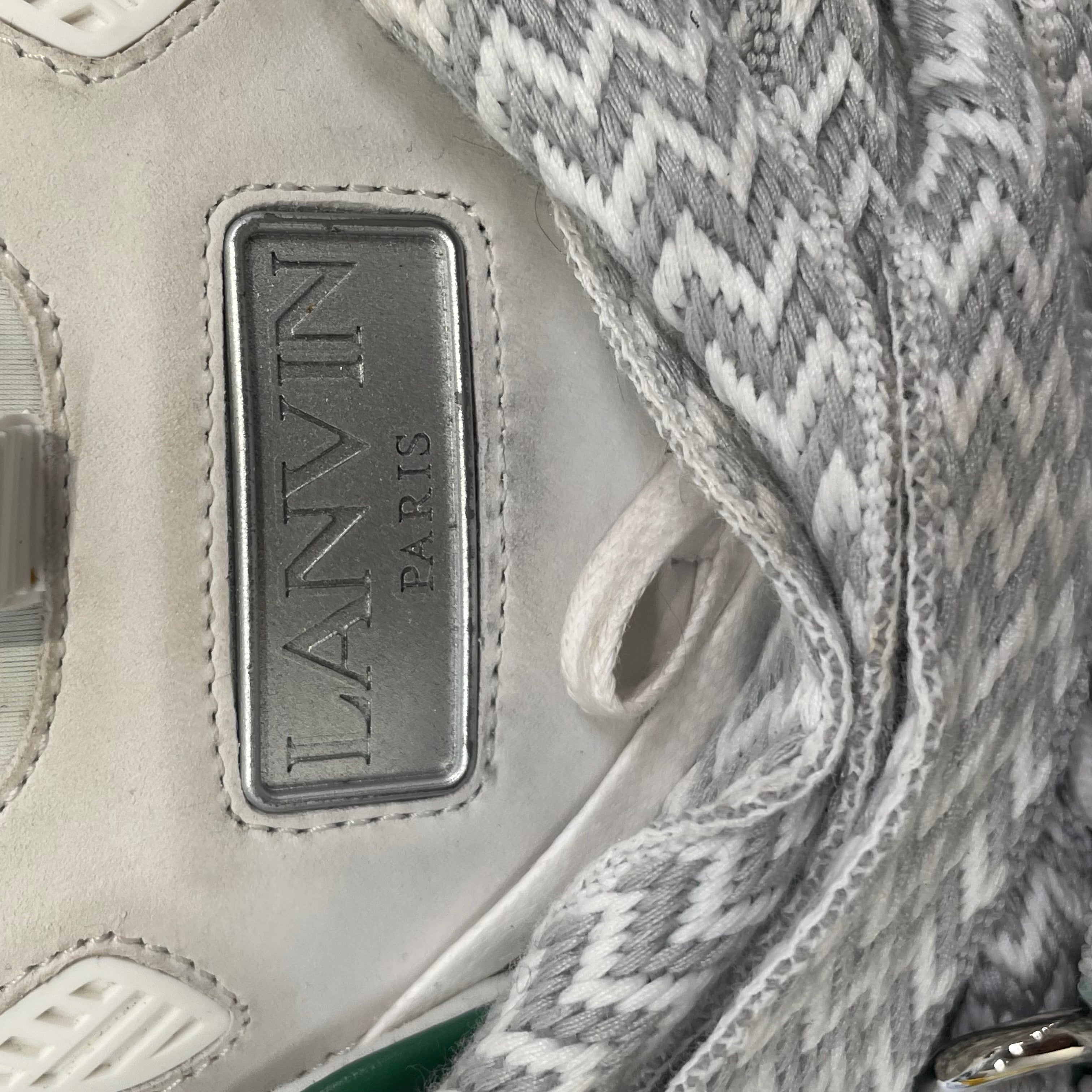 LANVIN/Low-Sneakers/US 13/Cotton/SLV/curb sneaks/whi,grn,yel/sil view 4
