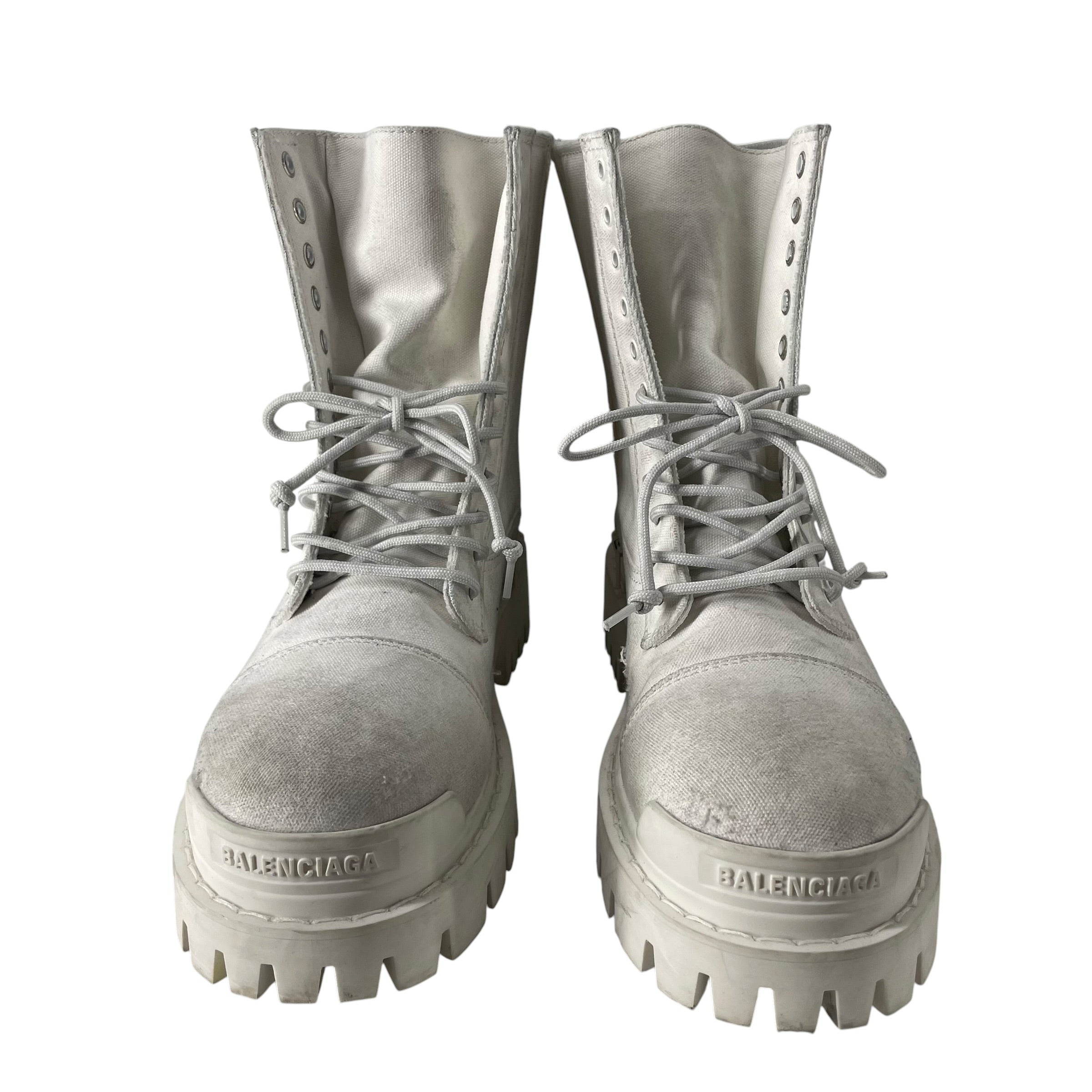 BALENCIAGA/Boots/EU 40/Cotton/WHT/BALENCIAGA STRIKE COMBAT BOOT view 3