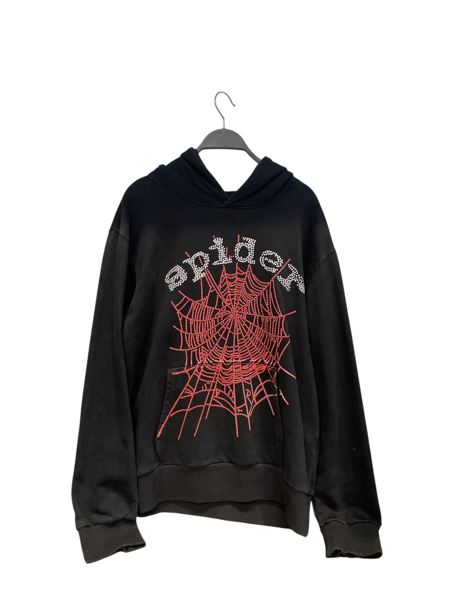 Sp5der/Hoodie/L/Graphic/Cotton/BLK/RED RHINESTONE WEB GRAPHIC view 1