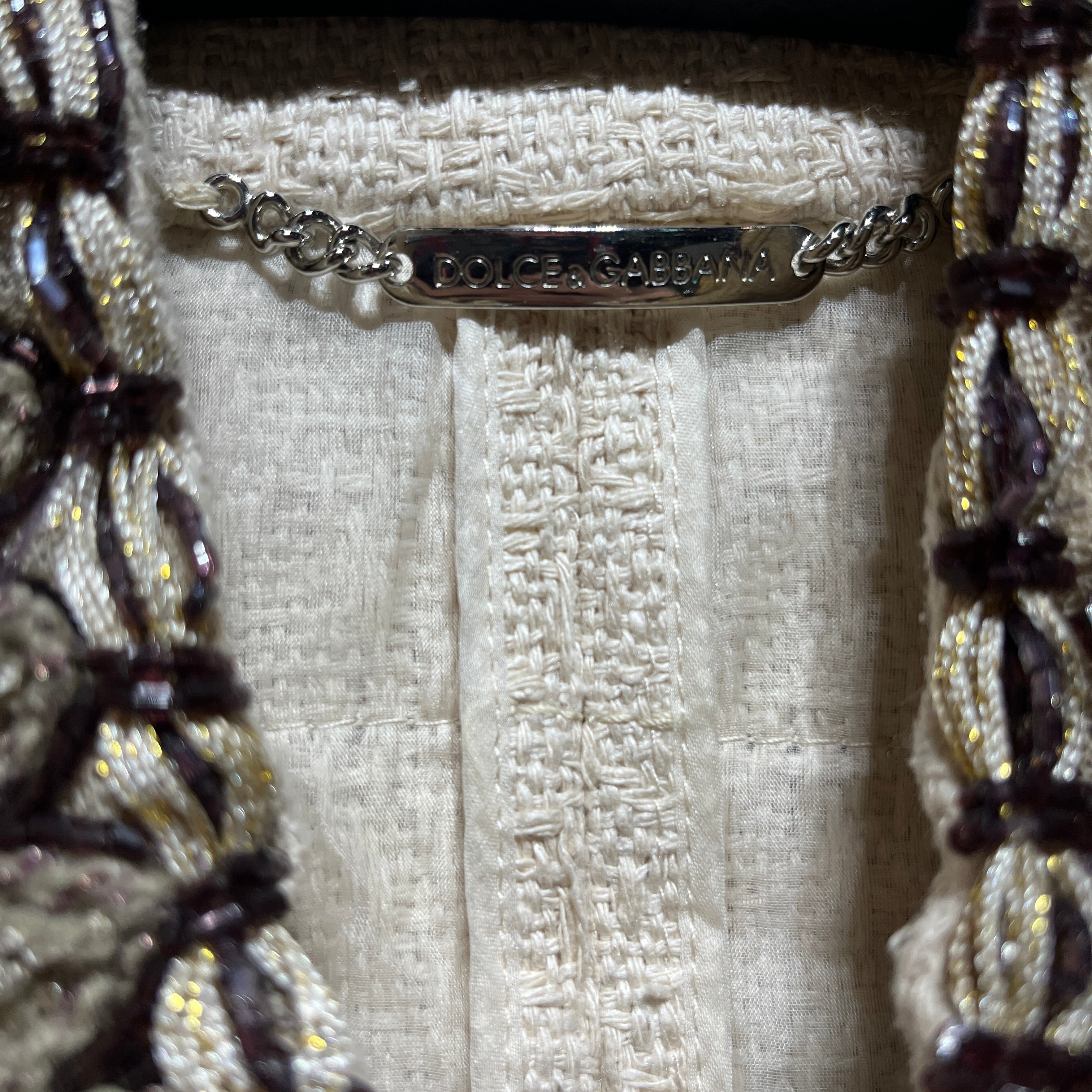 DOLCE&GABBANA/Jacket/40/Silk/CRM/studded clasp jacket view 3