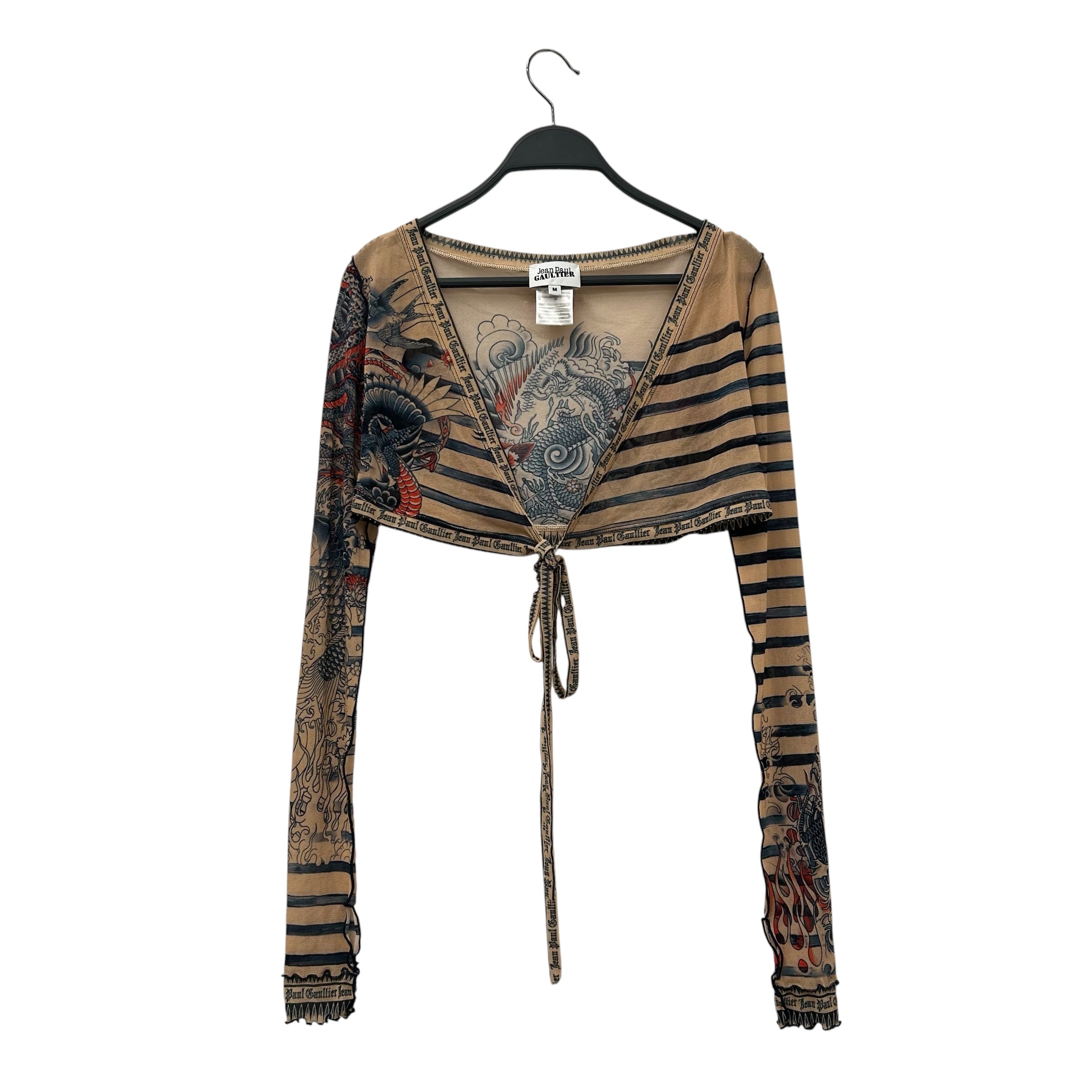 Jean Paul Gaultier/T-Shirt/M/Stripe/BEG/wrap tattoo view 1