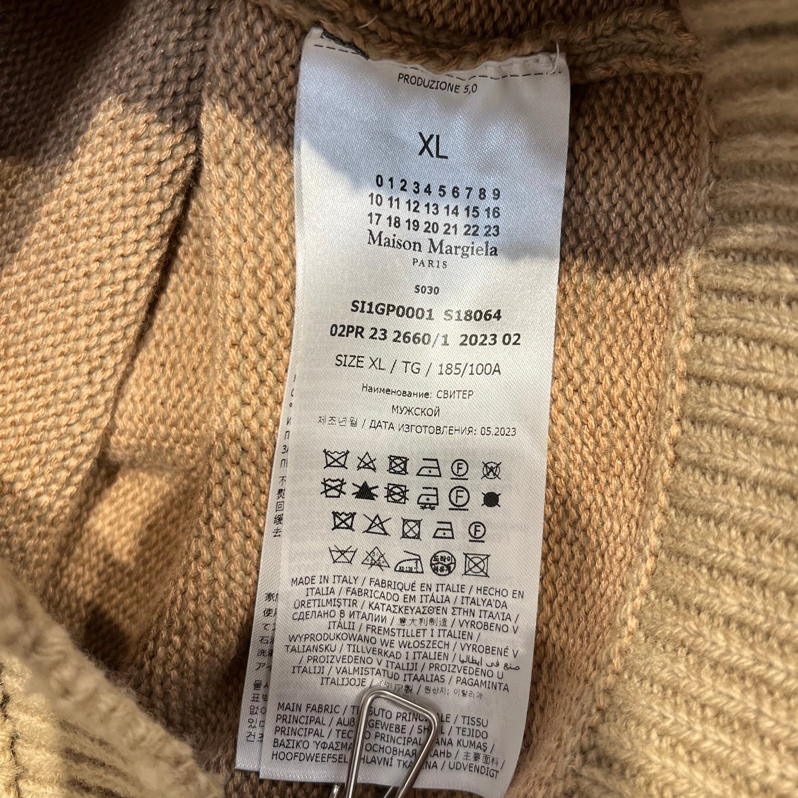 Maison Margiela/Sweater/XL/Wool/KHK/DOUBLE HEM &COLLAR-ELBOW PATCH view 4