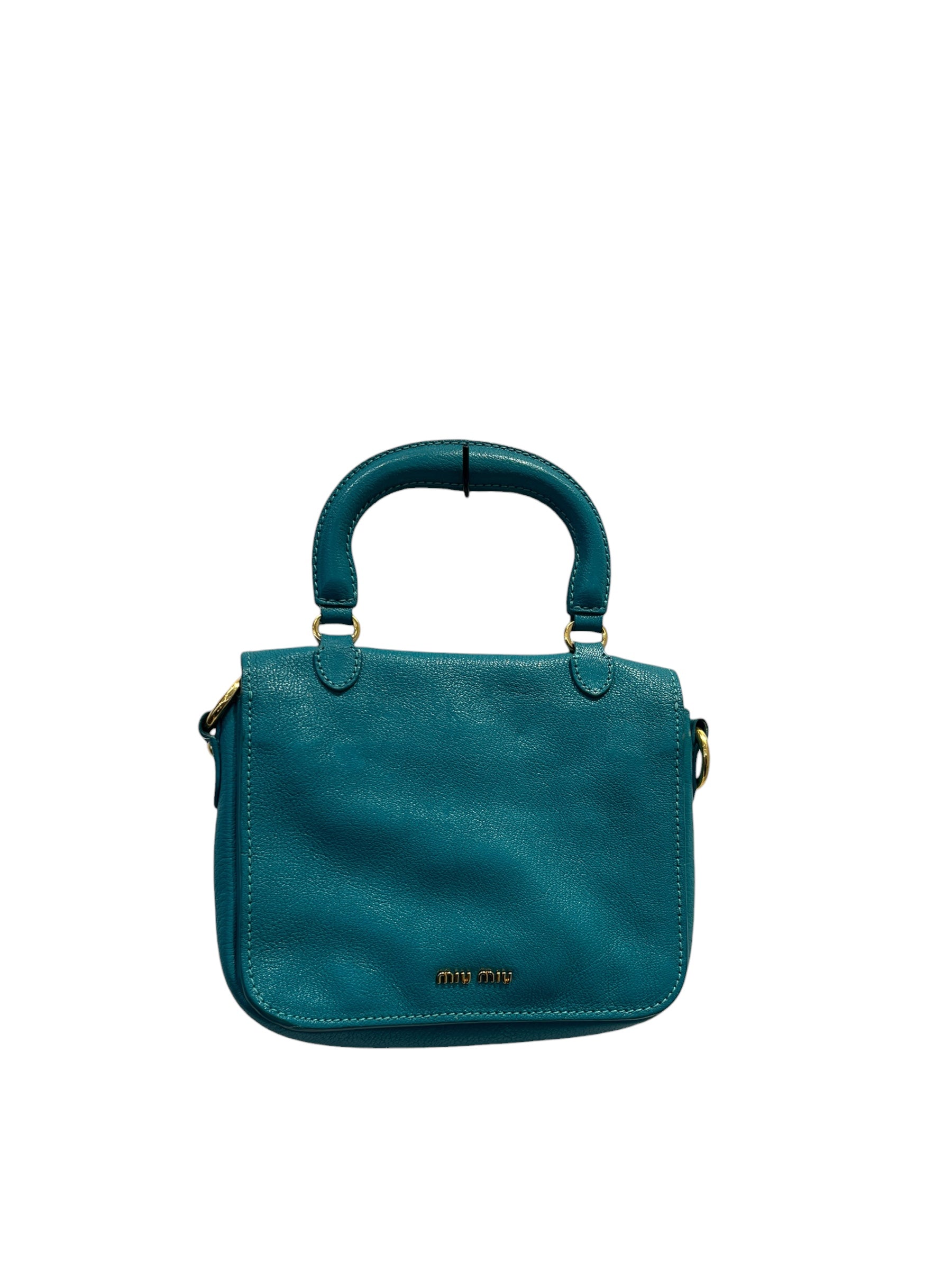 MIU MIU/Tote Bag/Leather/BLU/TURQOISETOPHANDLE view 2