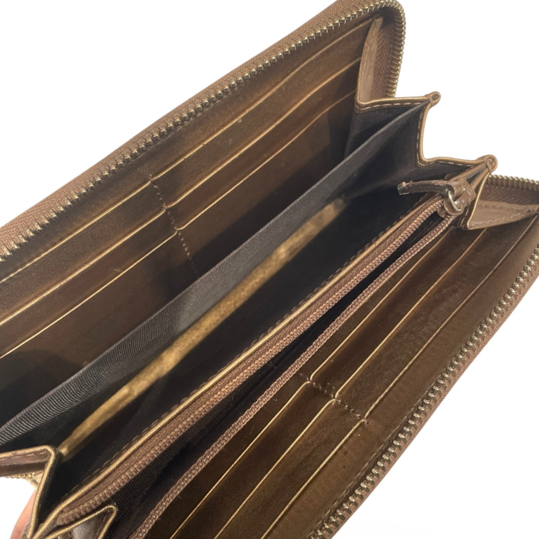 GUCCI/Long Wallet/Monogram/Leather/GLD/L's/bronze heart pendent view 5
