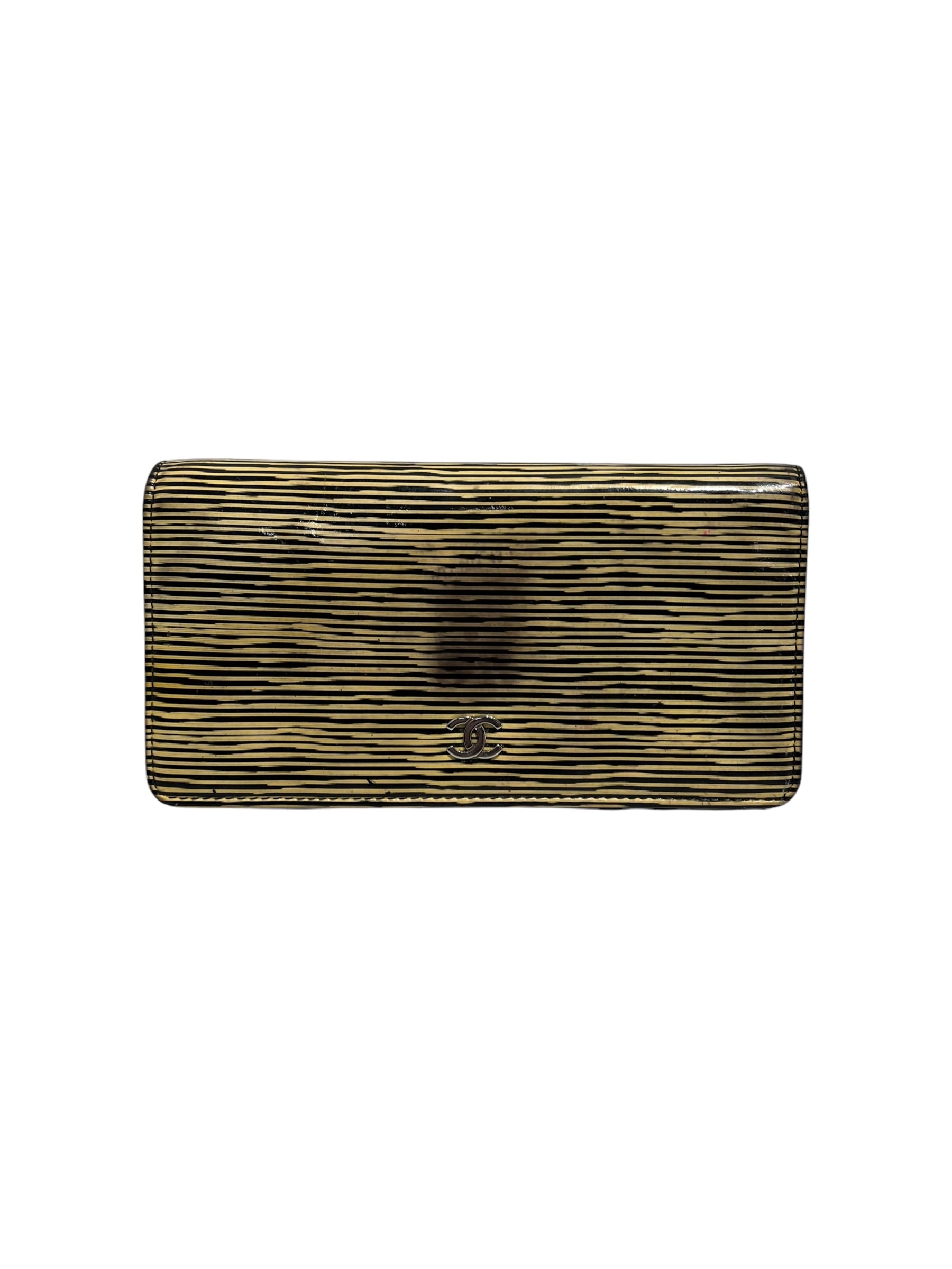 CHANEL/Long Wallet/Stripe/Leather/YEL/L's/ view 1