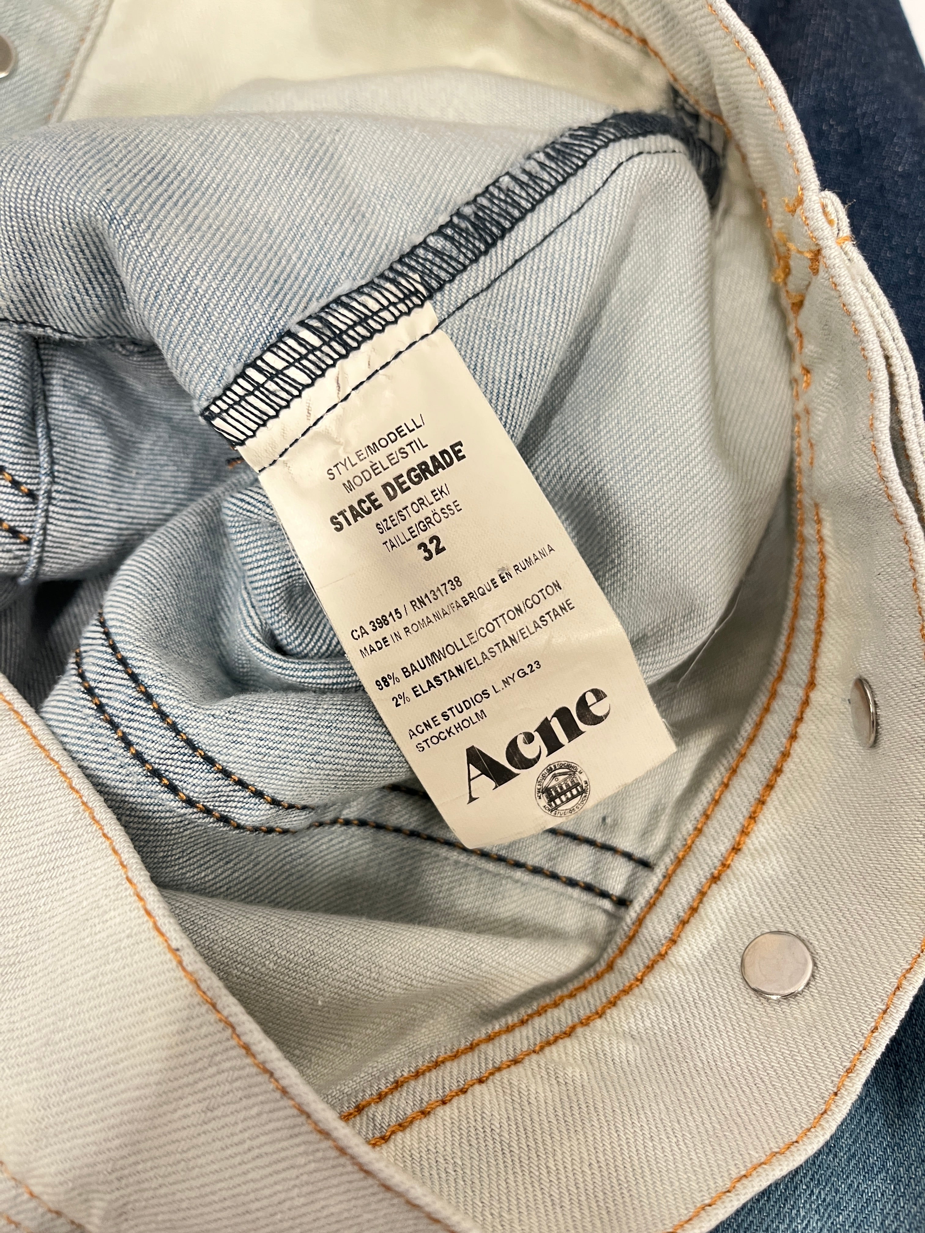 Acne Studios/Denim Jkt/32/Denim/NVY/OMBRE / WHITE BOTTOM view 3