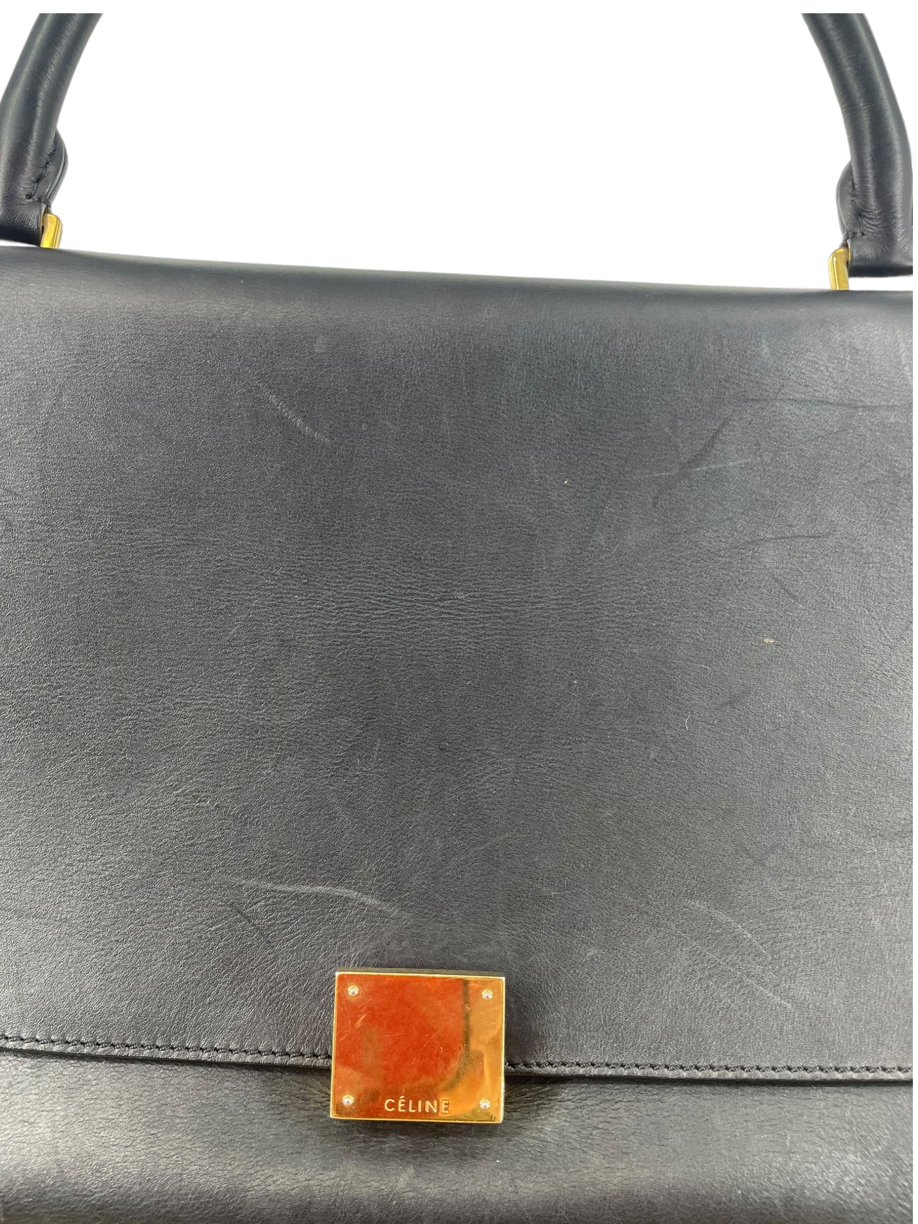 CELINE/Bag/Leather/GRN/TRAPEZE BAG GREEN SUEDE LINING view 7
