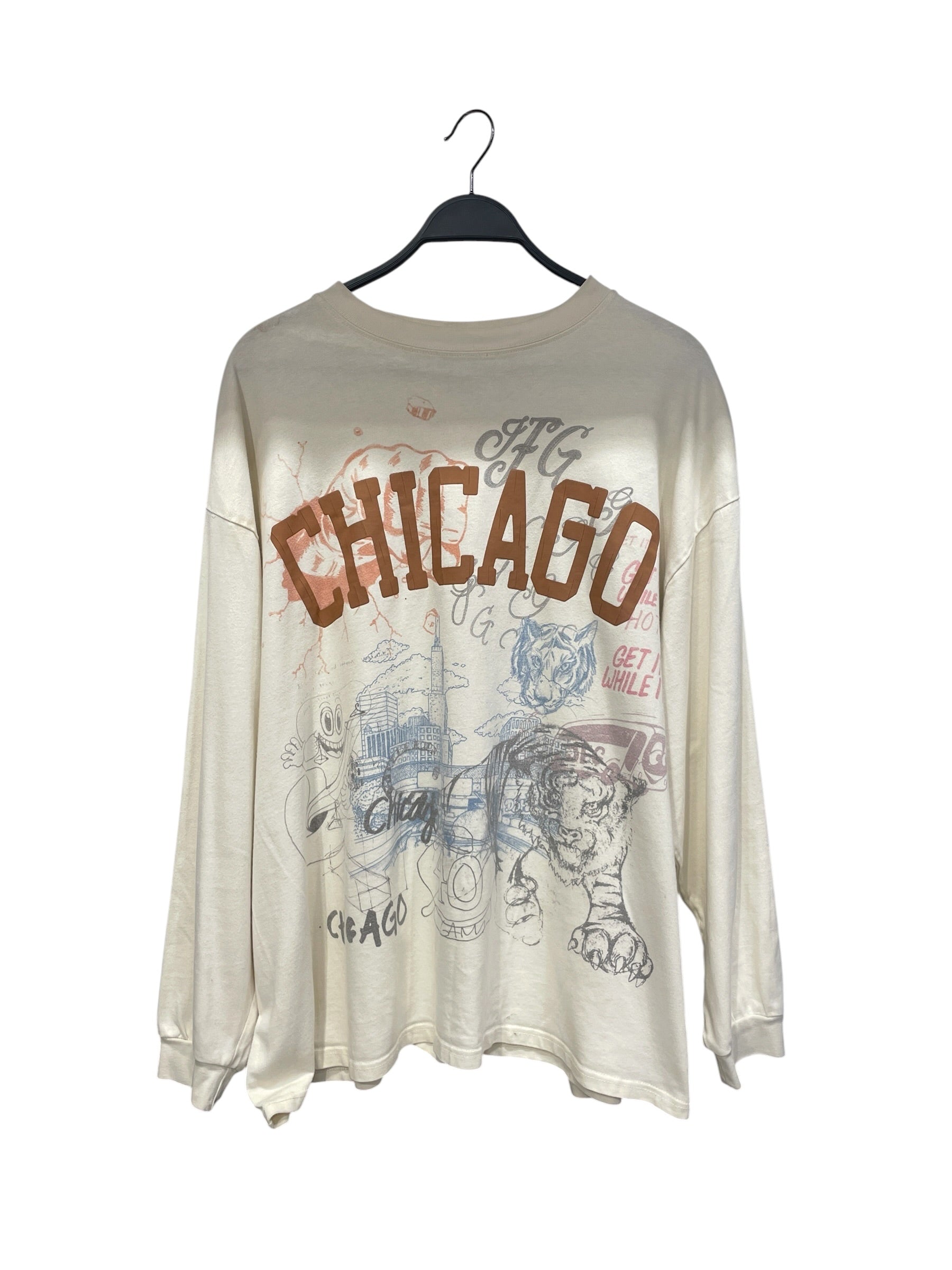 JOE FRESHGOODS /LS T-Shirt/L/Cotton/CRM/TIGER X CHICAGO GRAPHIC view 1