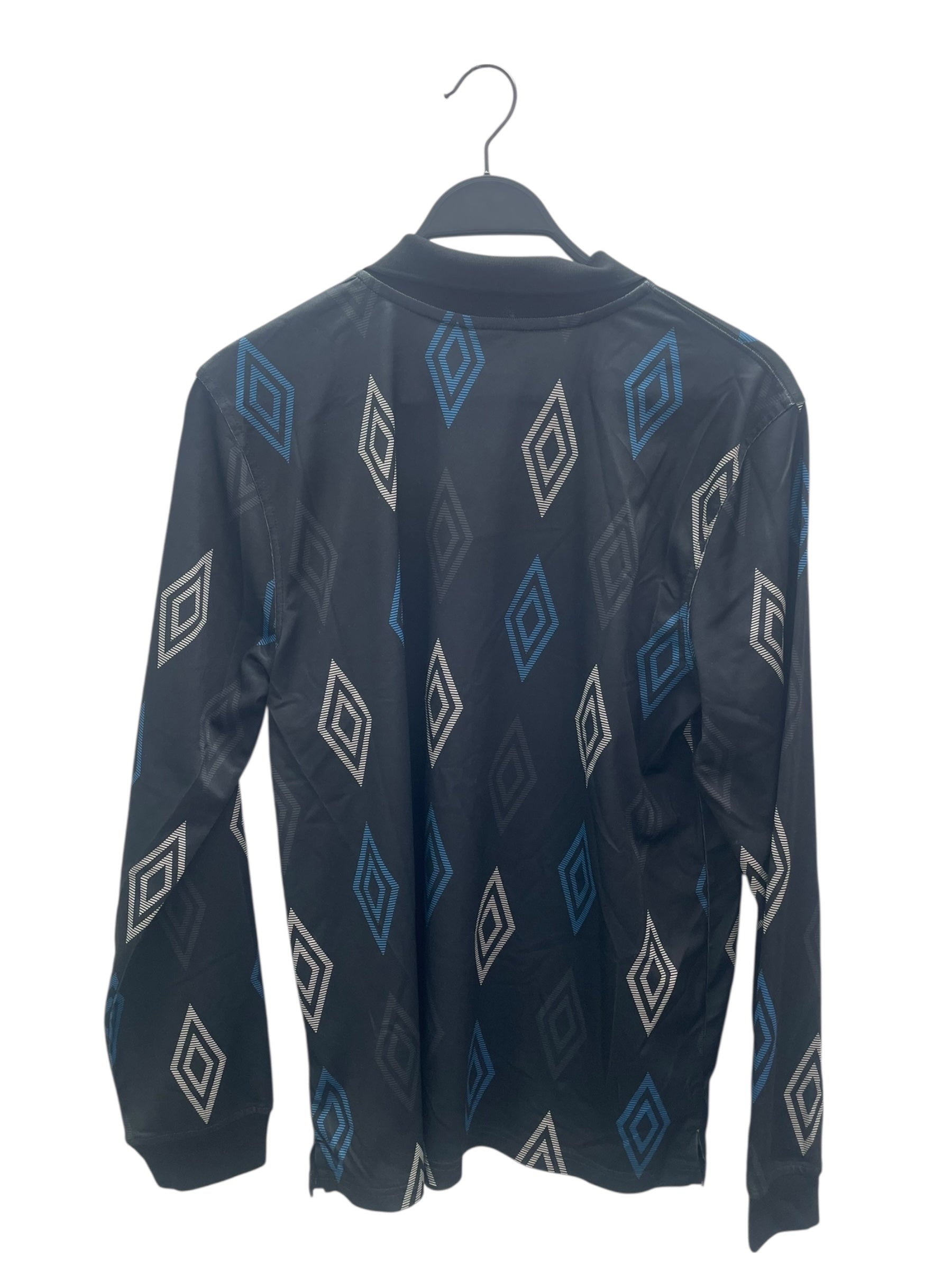 UMBRO/Polo Shirt/M/Polyester/BLK/All Over Print/blue white logo view 2