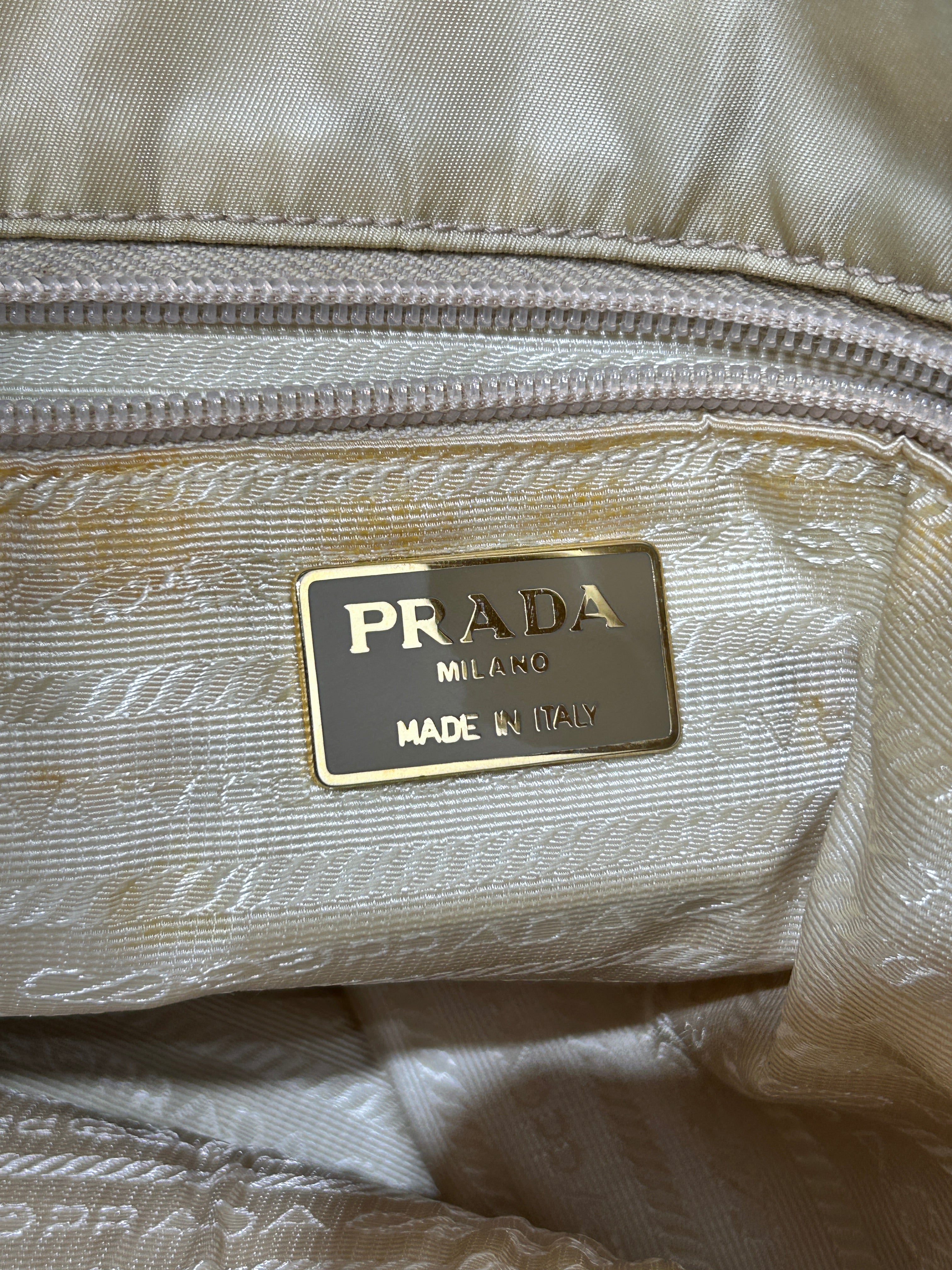 PRADA/Bag/Cotton/CRM/chain handels view 5