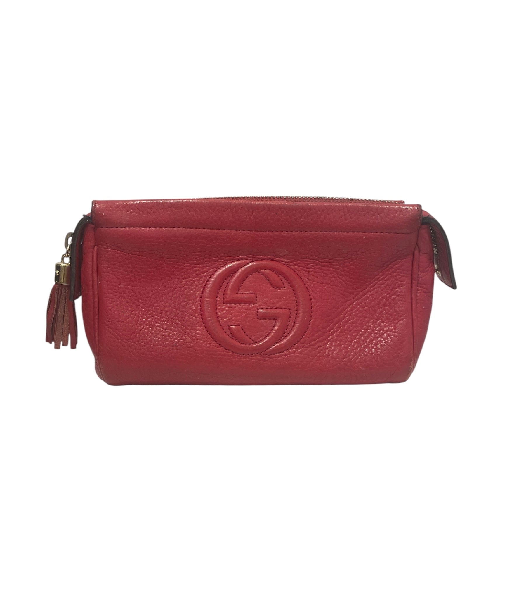 GUCCI/Pouch/Leather/RED/GG LOGO TOILETRY BAG view 1