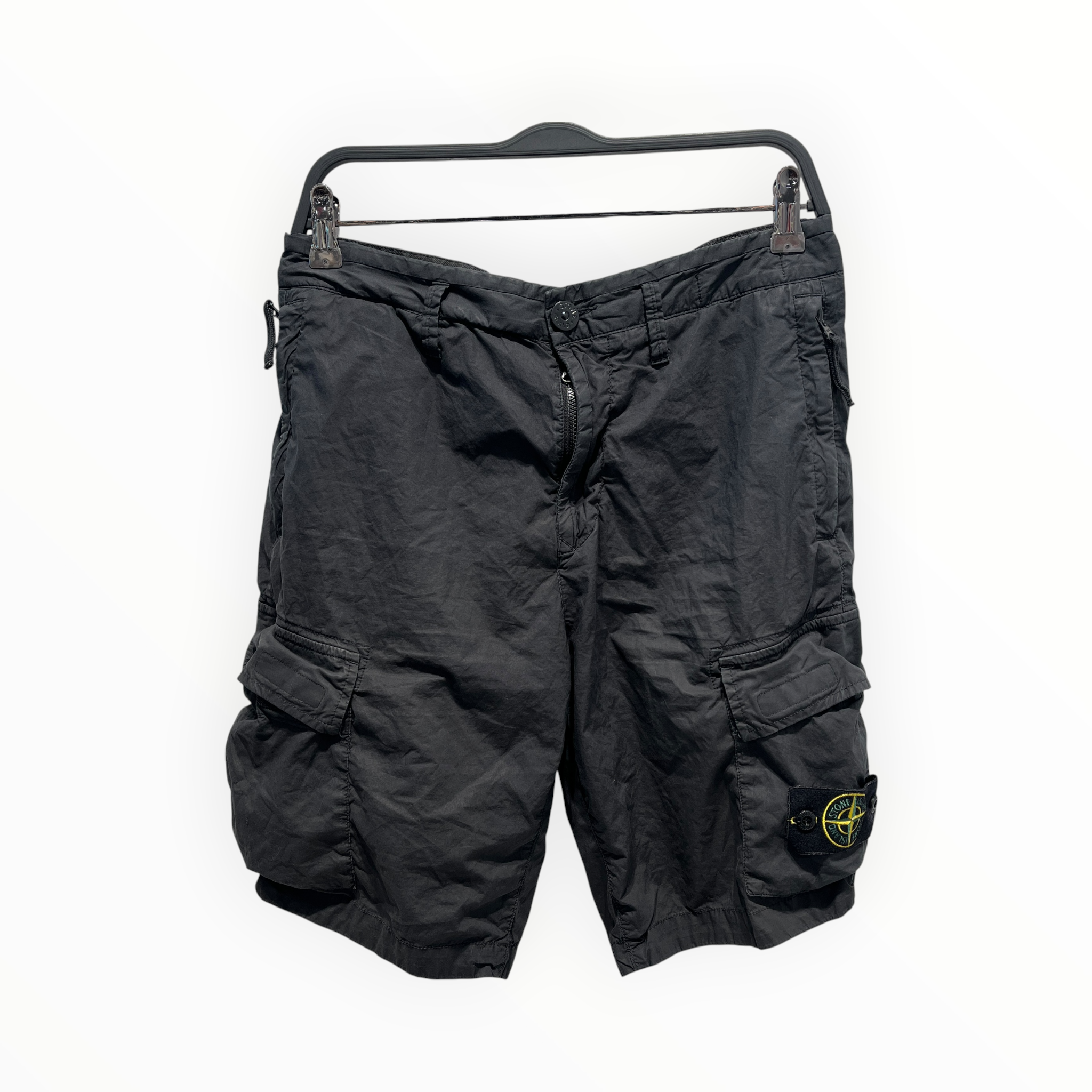 STONE ISLAND/Shorts/29/Cotton/BLK/cargo shorts view 1