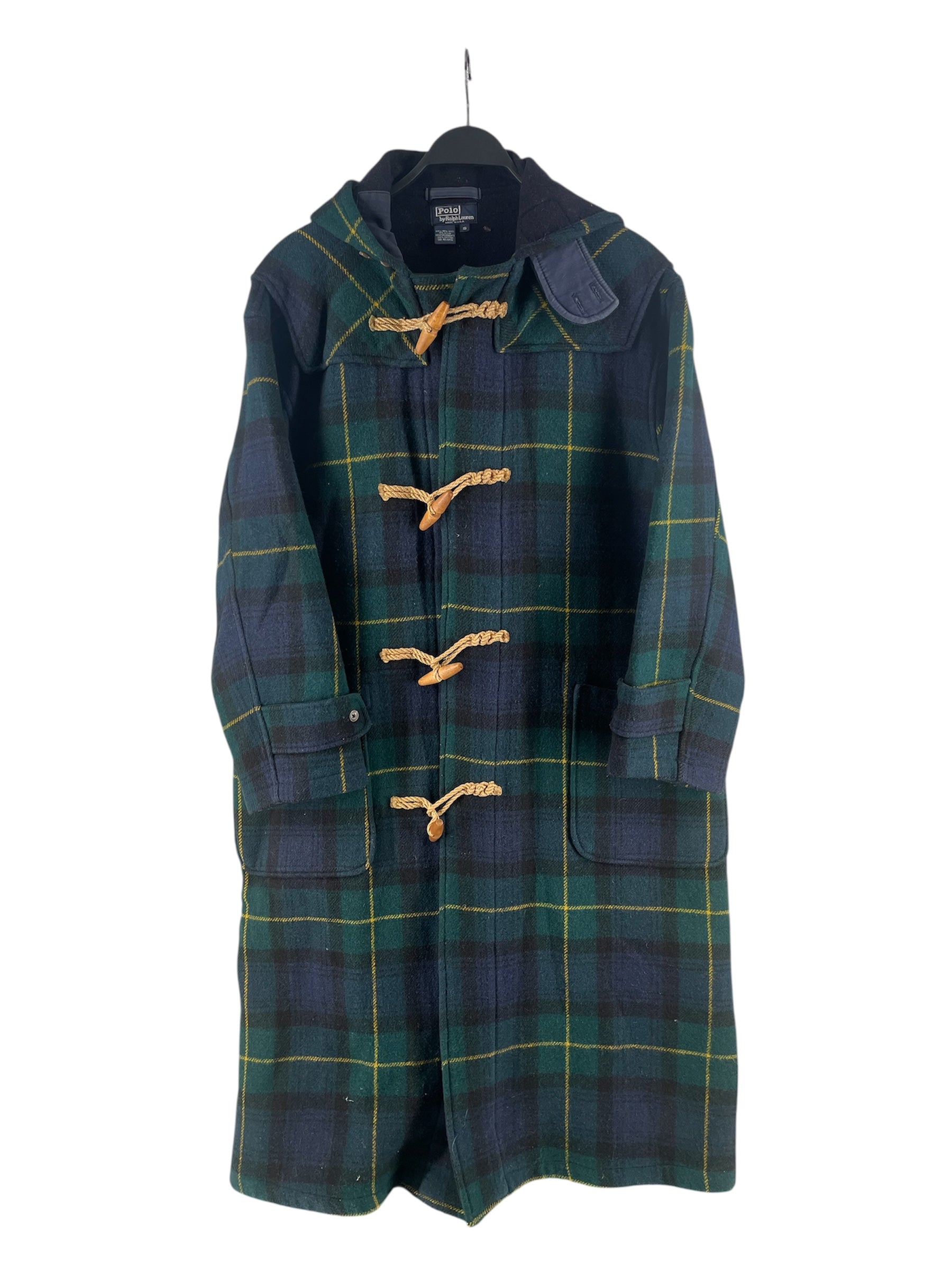 POLO RALPH LAUREN/Trench Coat/S/Wool/GRN/Maxi Length/Plaid/DUFFLE COAT view 1
