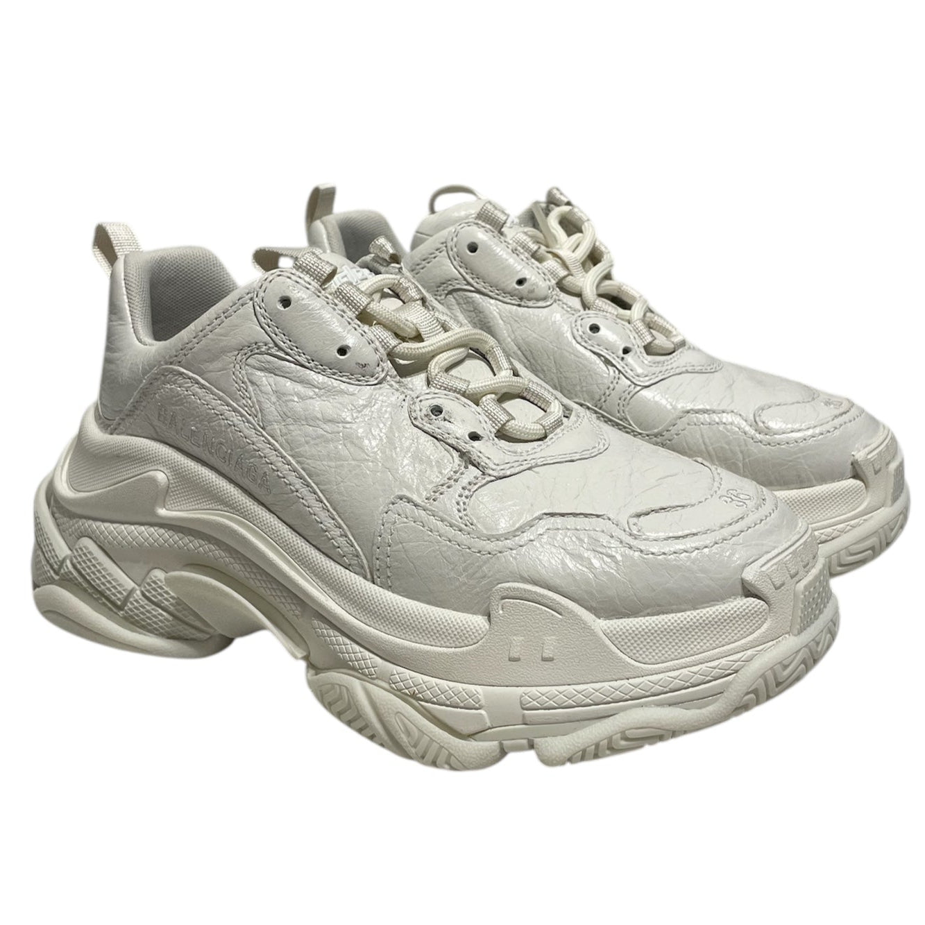 BALENCIAGA/Low-Sneakers/US 5.5/Leather/WHT/triple s all white leather view 1