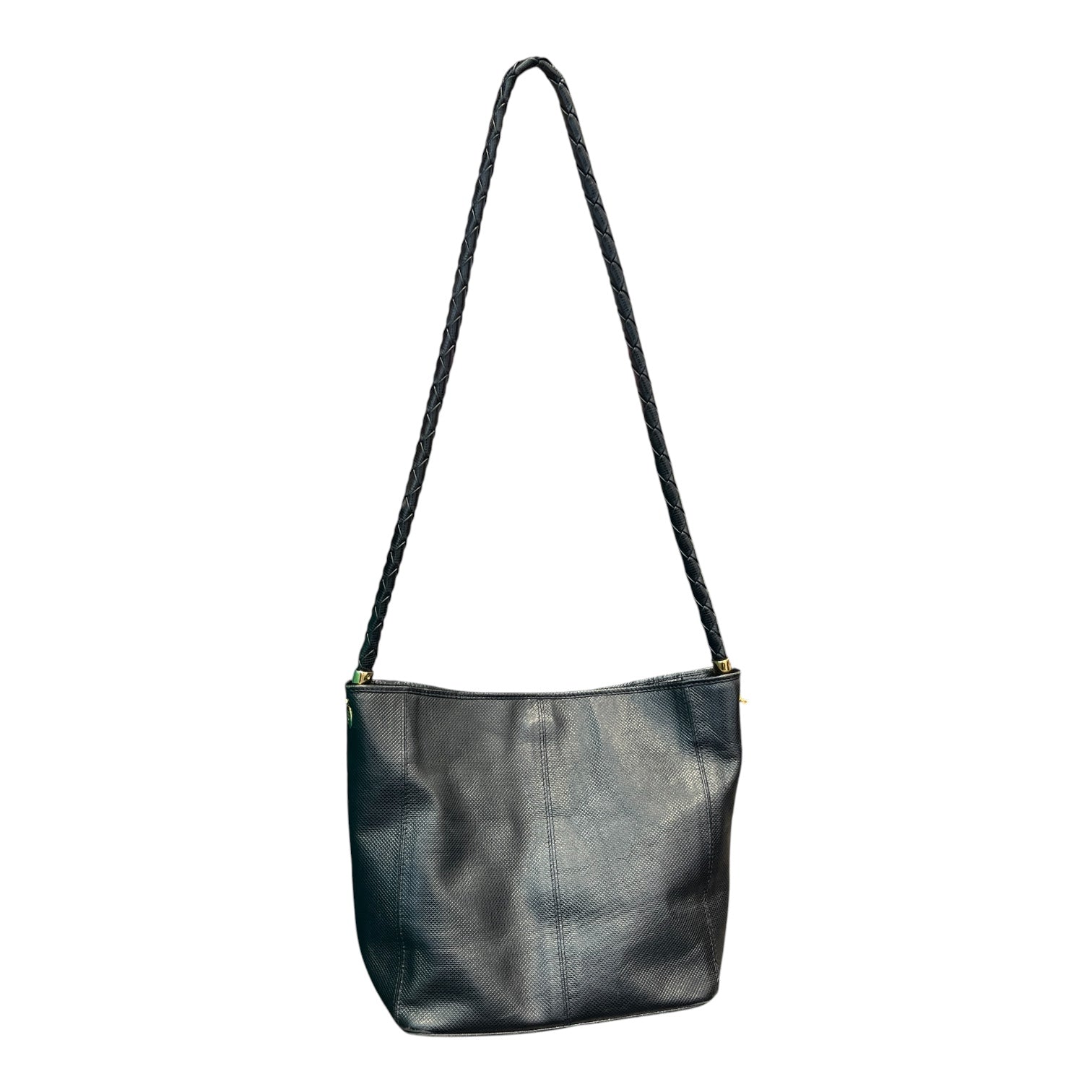 BOTTEGA VENETA/Cross Body Bag/Leather/BLK/Leather weecing strap view 1