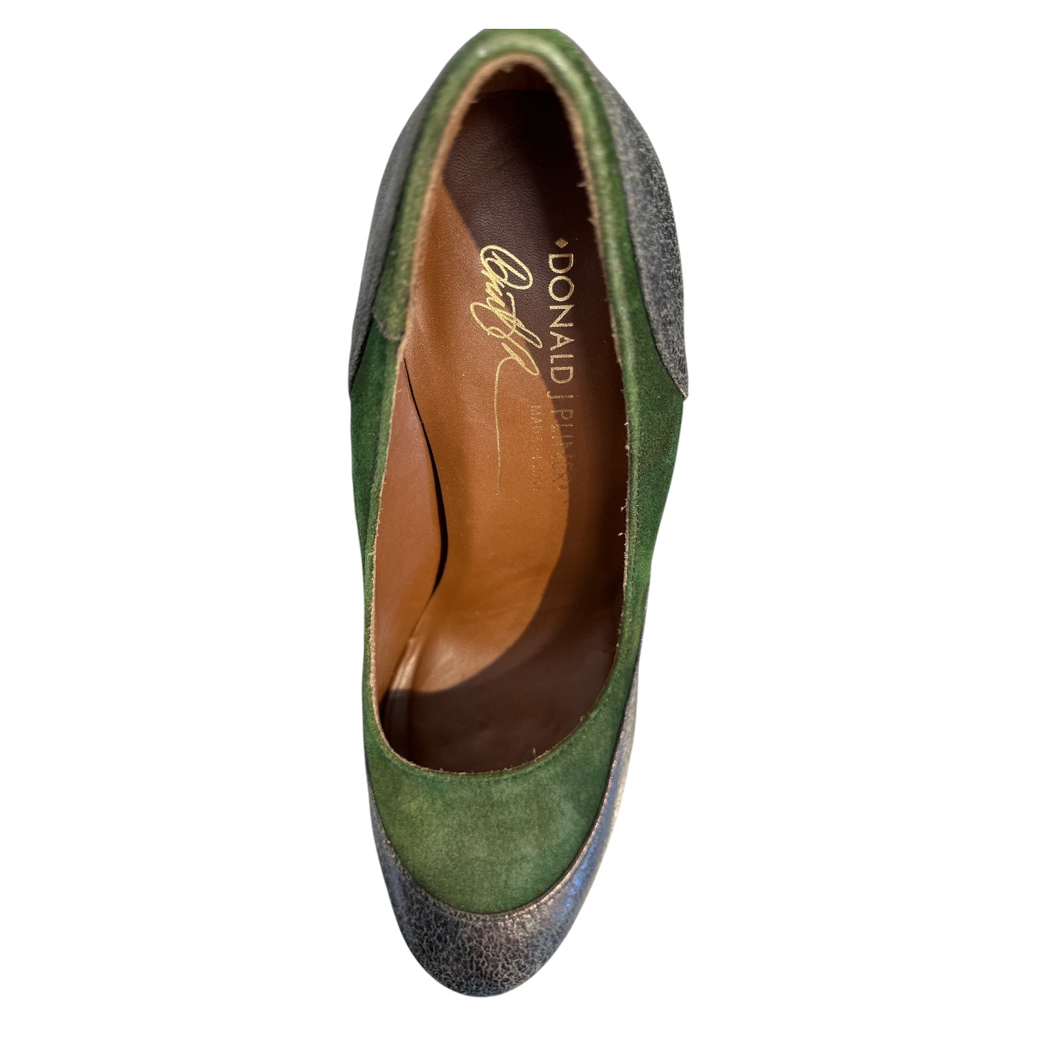 Donald J Pliner/Heels/US 6.5/Suede/GRN/Green and metallic foil view 3