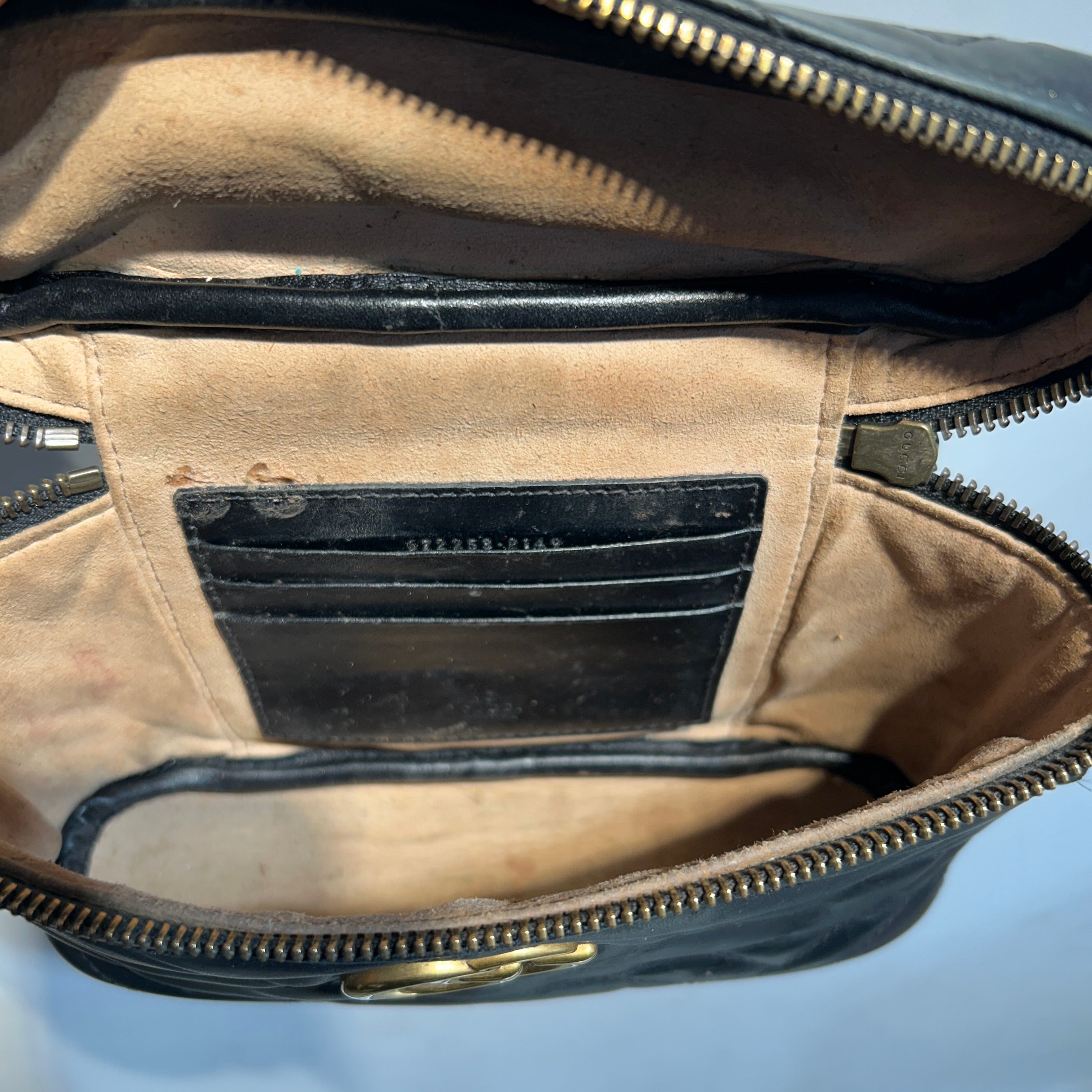 GUCCI/Cross Body Bag/Leather/BLK/CHEVRON MARMONT view 6