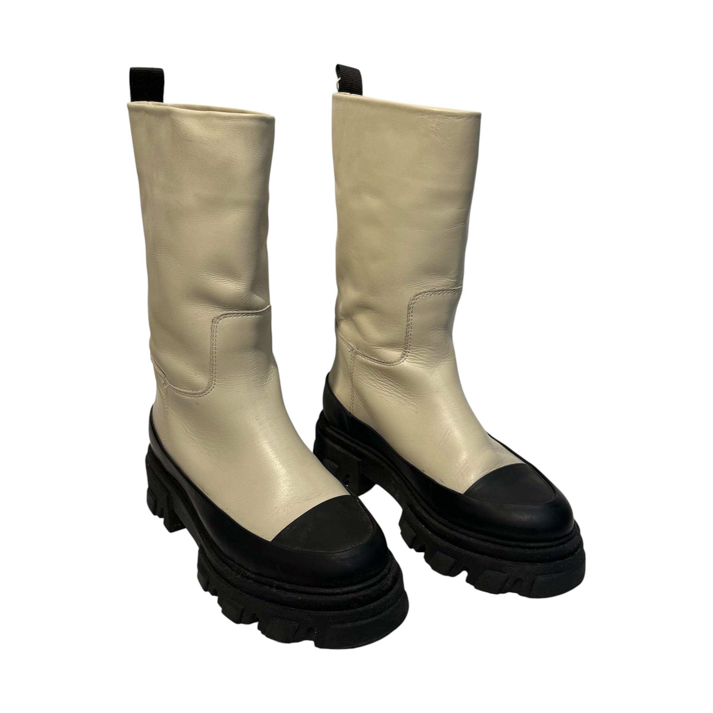 GANNI/Long Boots/UK 9/Leather/CRM/tubular boots view 1