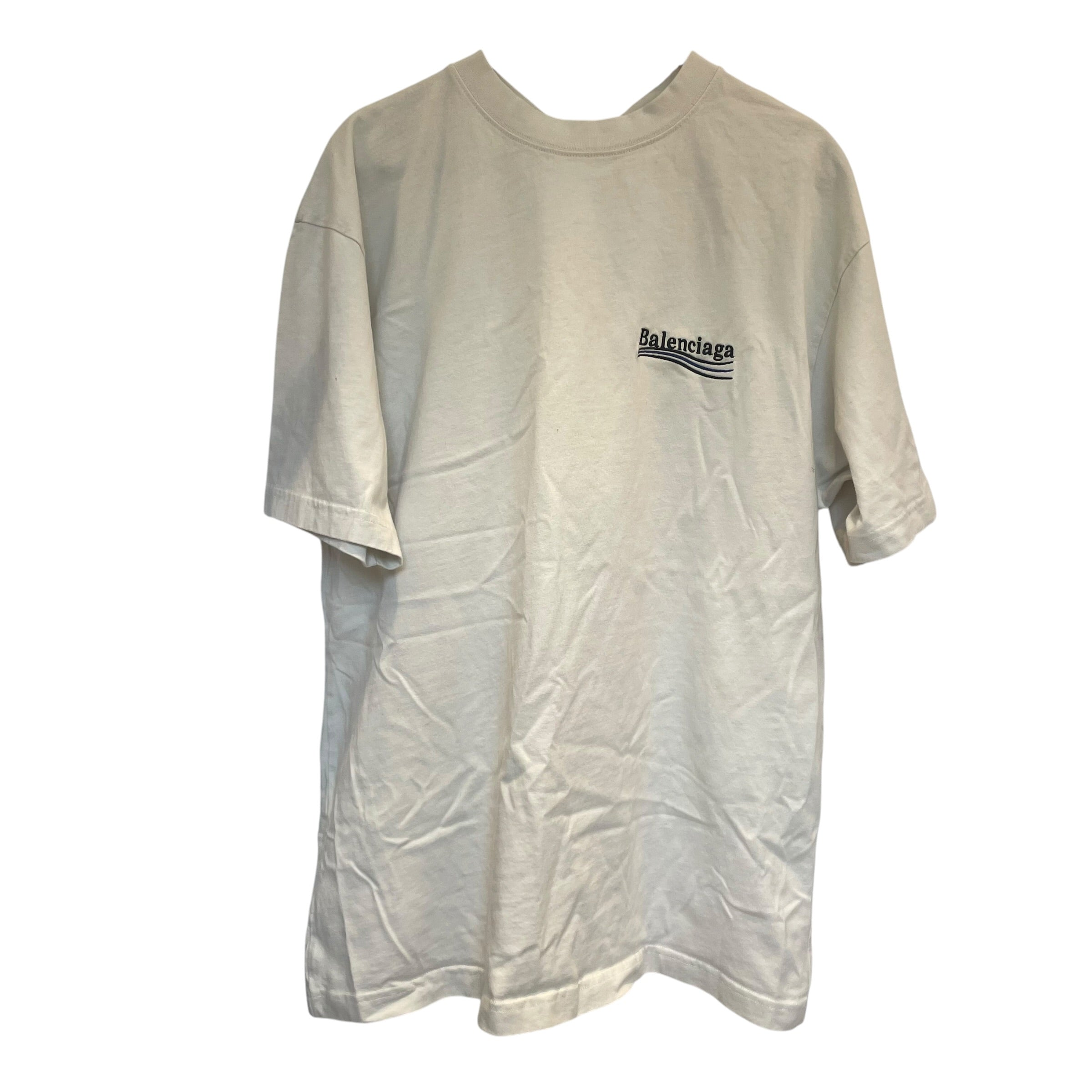 BALENCIAGA/T-Shirt/XS/Cotton/WHT/WARDROBE/ 3 STRIPE BLUE view 1