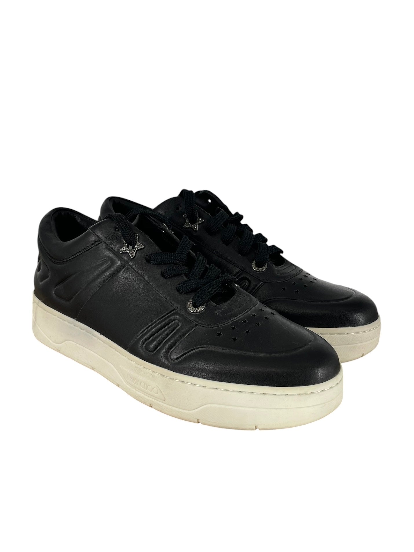 JIMMY CHOO/Low-Sneakers/EU 40/Leather/BLK/STAR DESIGN view 2