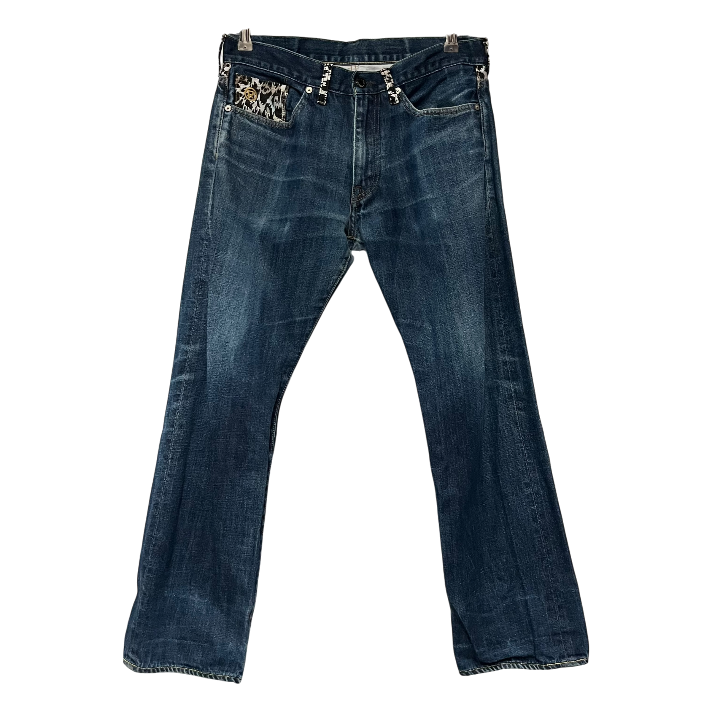 A BATHING APE/Straight Pants/M/Denim/BLU/2000s leopard view 1
