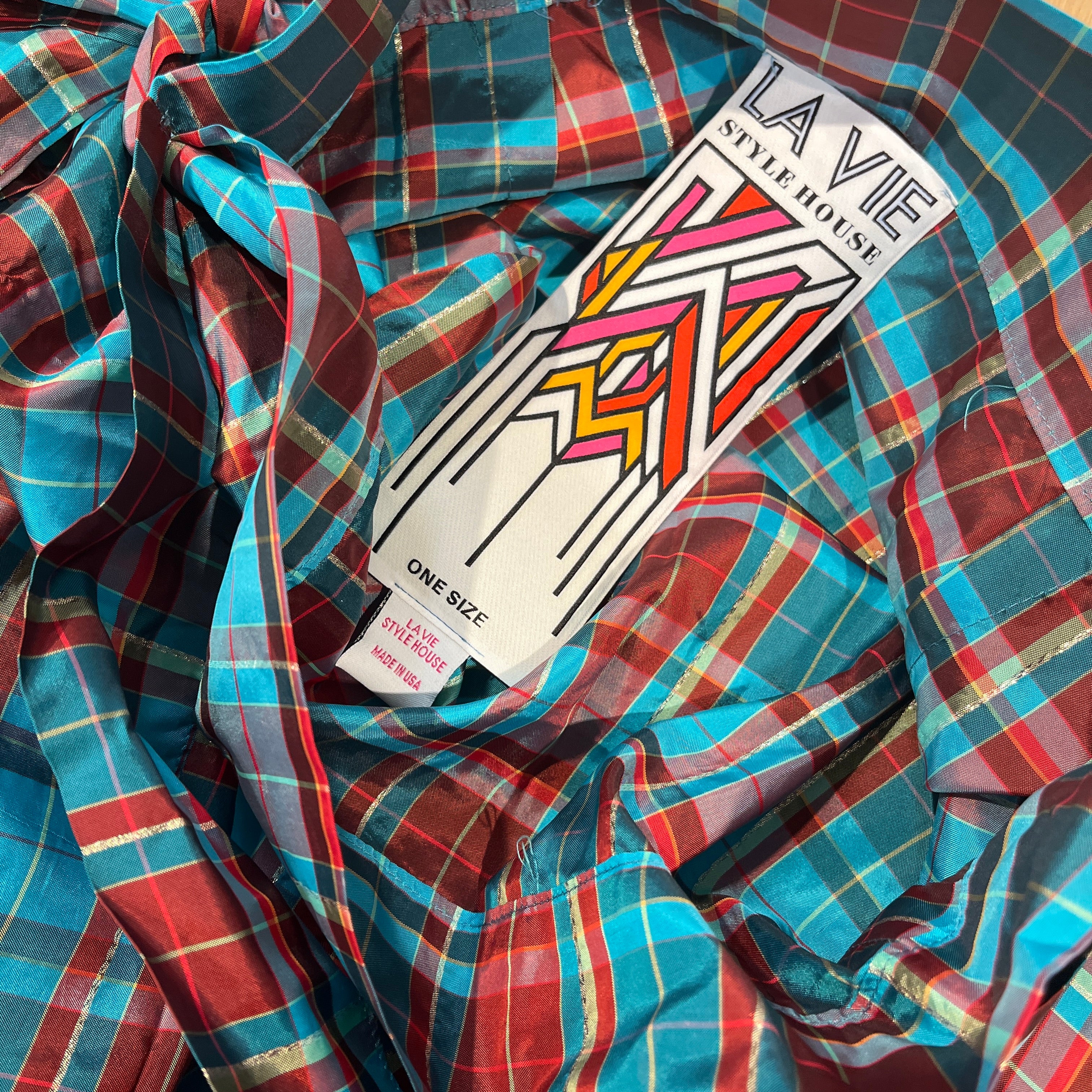 La Vie Style House/Long Skirt/OS/Plaid/Silk/BLU/Wrap Around Skirt view 3