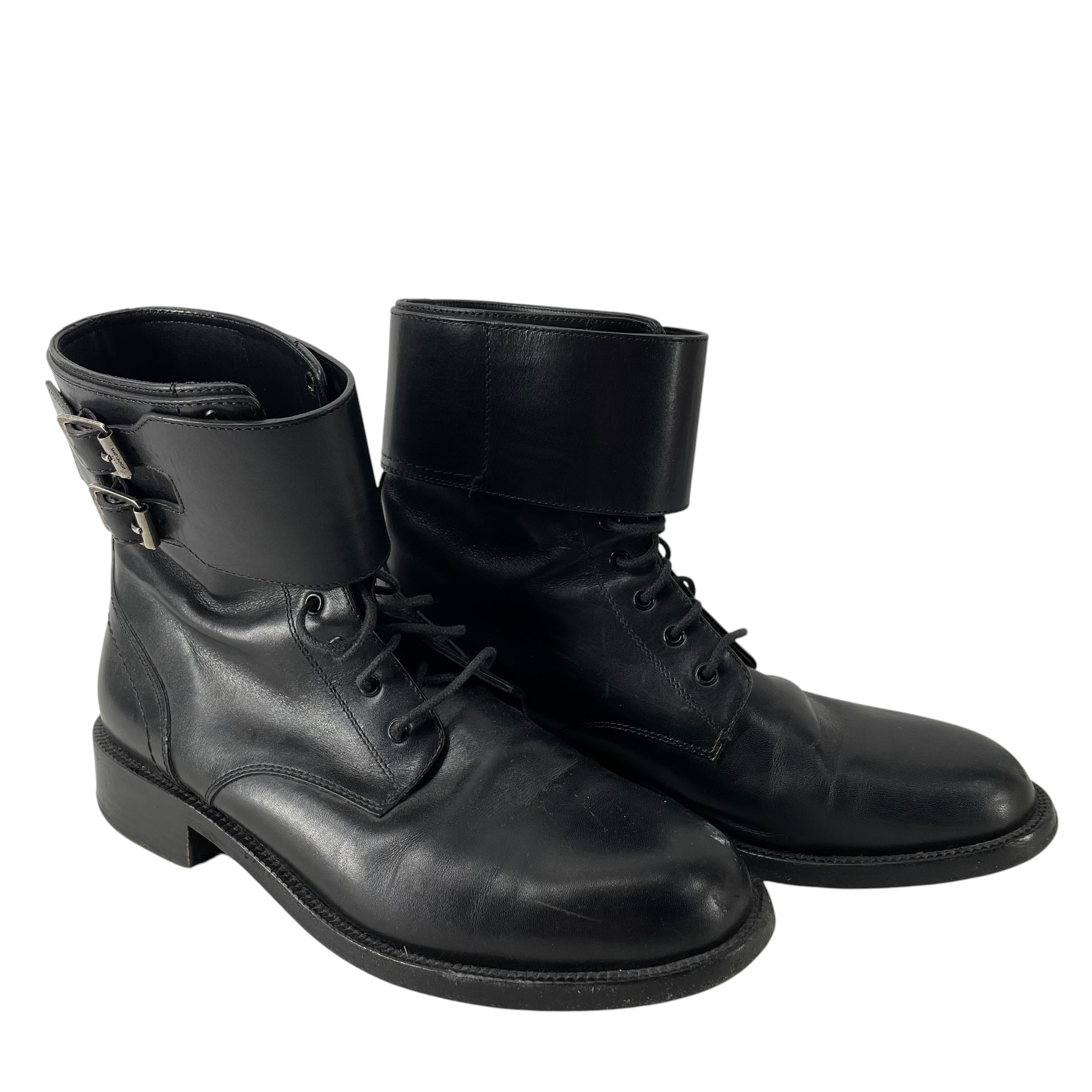 SAINT LAURENT/Biker Boots/EU 37.5/Leather/BLK/SINGLE STRAP TWO BUCKLES view 1