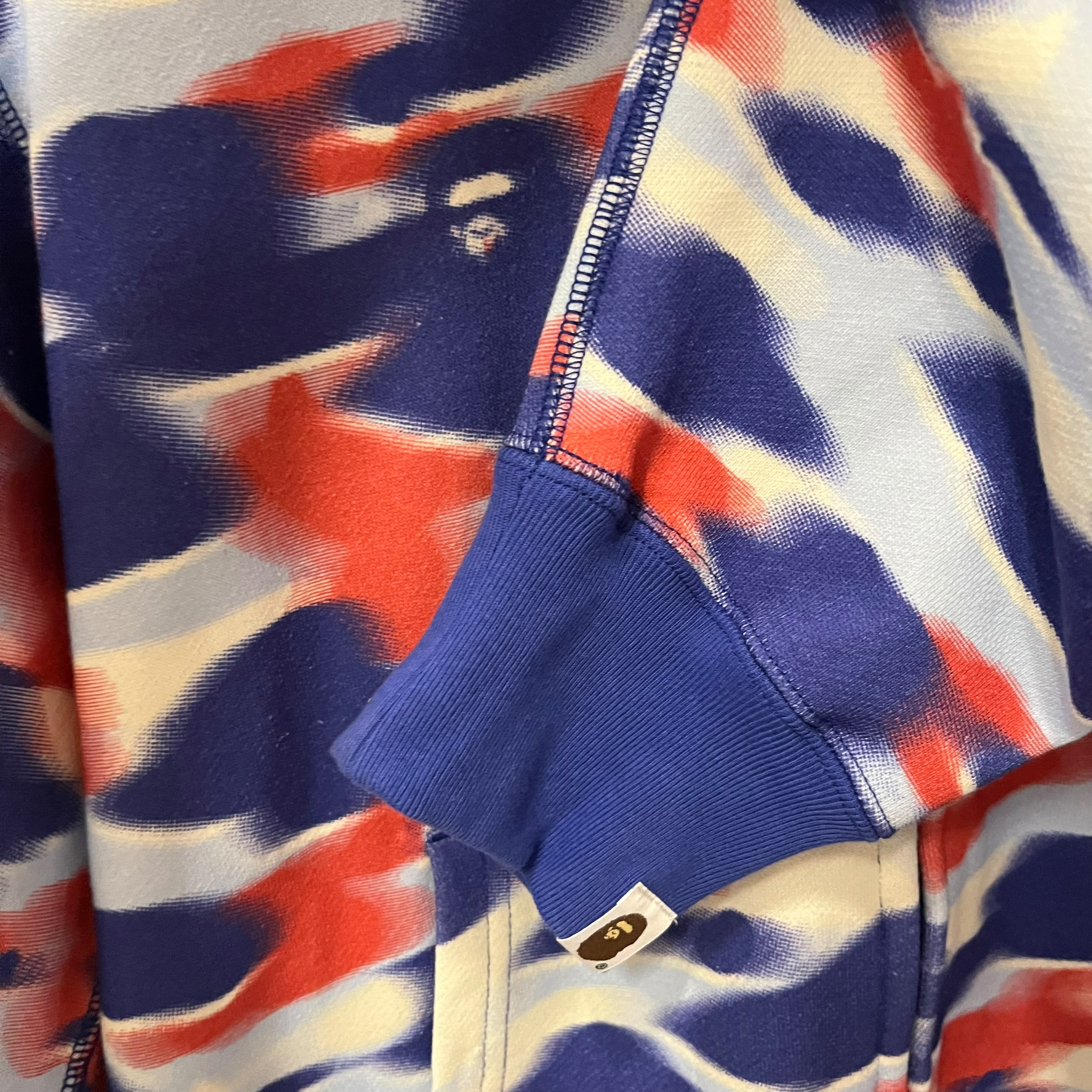 A BATHING APE/Zip Up Hoodie/XL/Graphic/Cotton/BLU/fire camo shark zip view 3