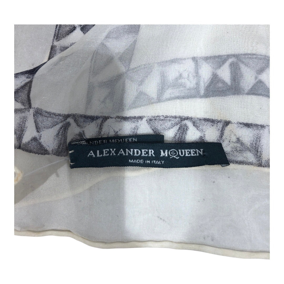 Alexander McQueen/Scarf/All Over Print/Silk/WHT/M's/3d skull graphics aop view 3